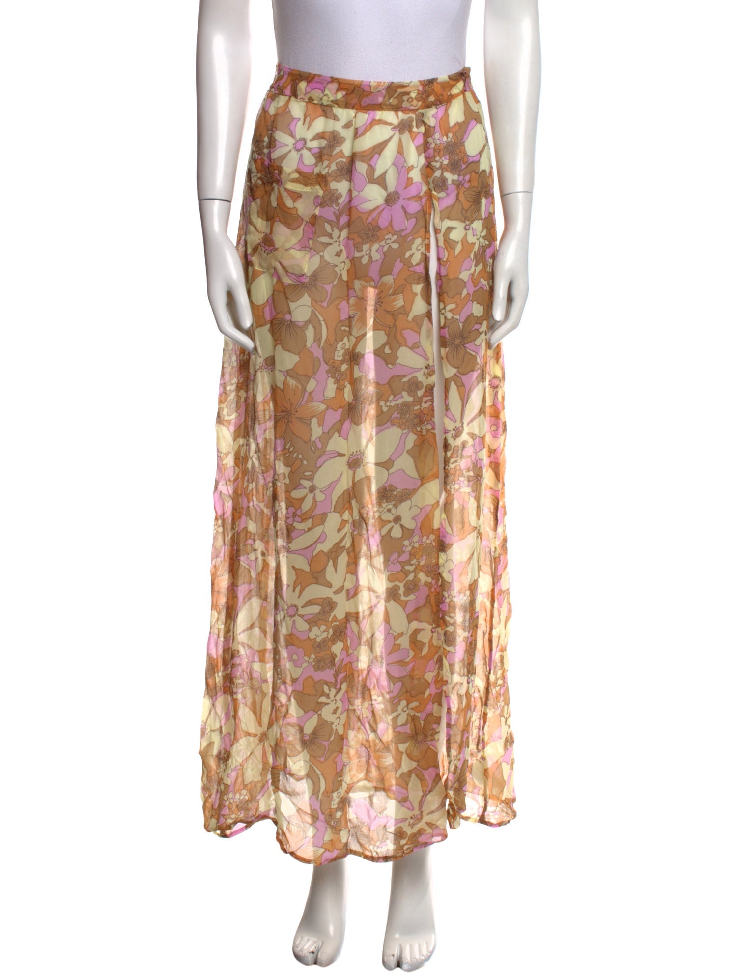 For Love & Lemons Floral Print Midi Length Skirt