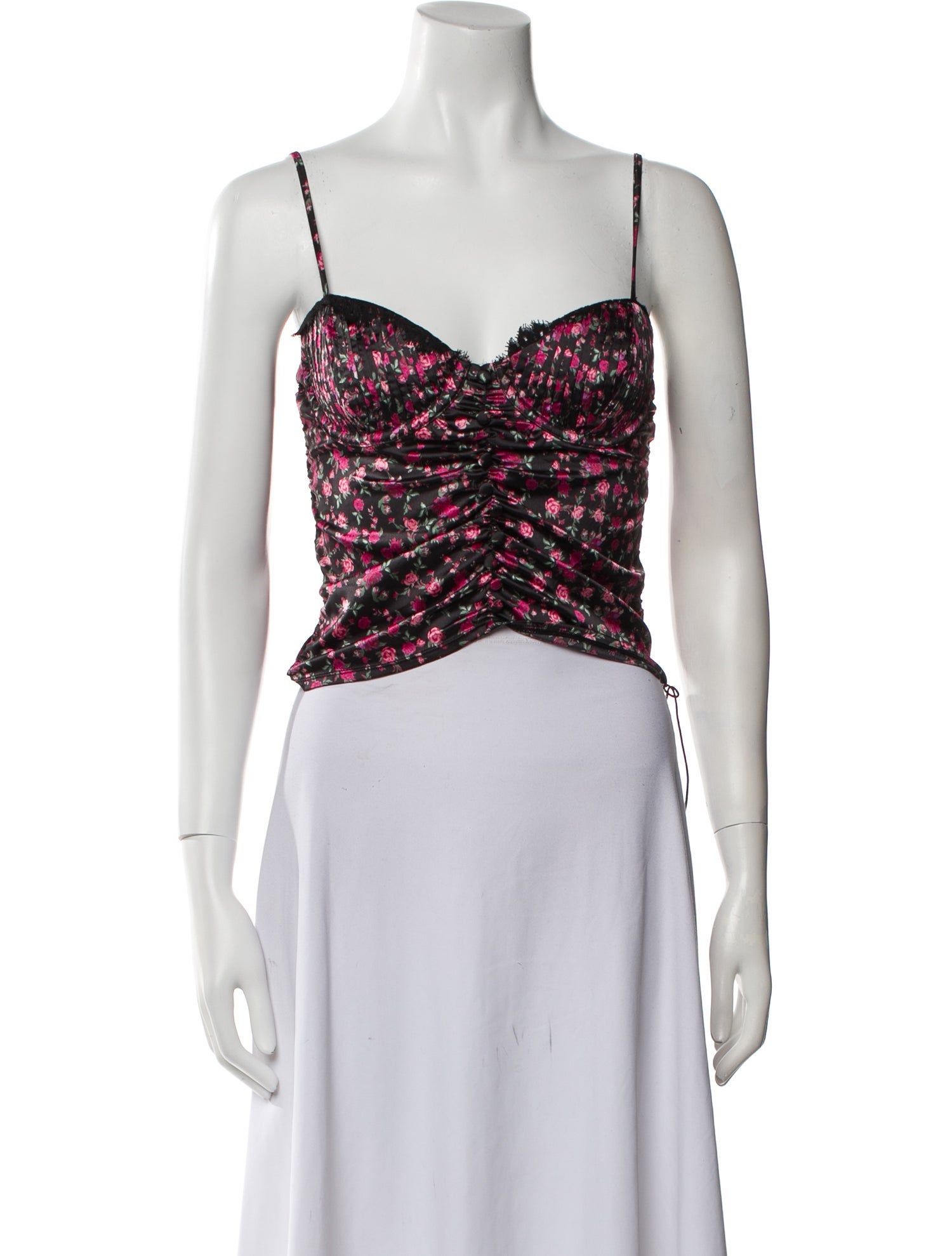 For Love & Lemons Floral Print Square Neckline Crop Top