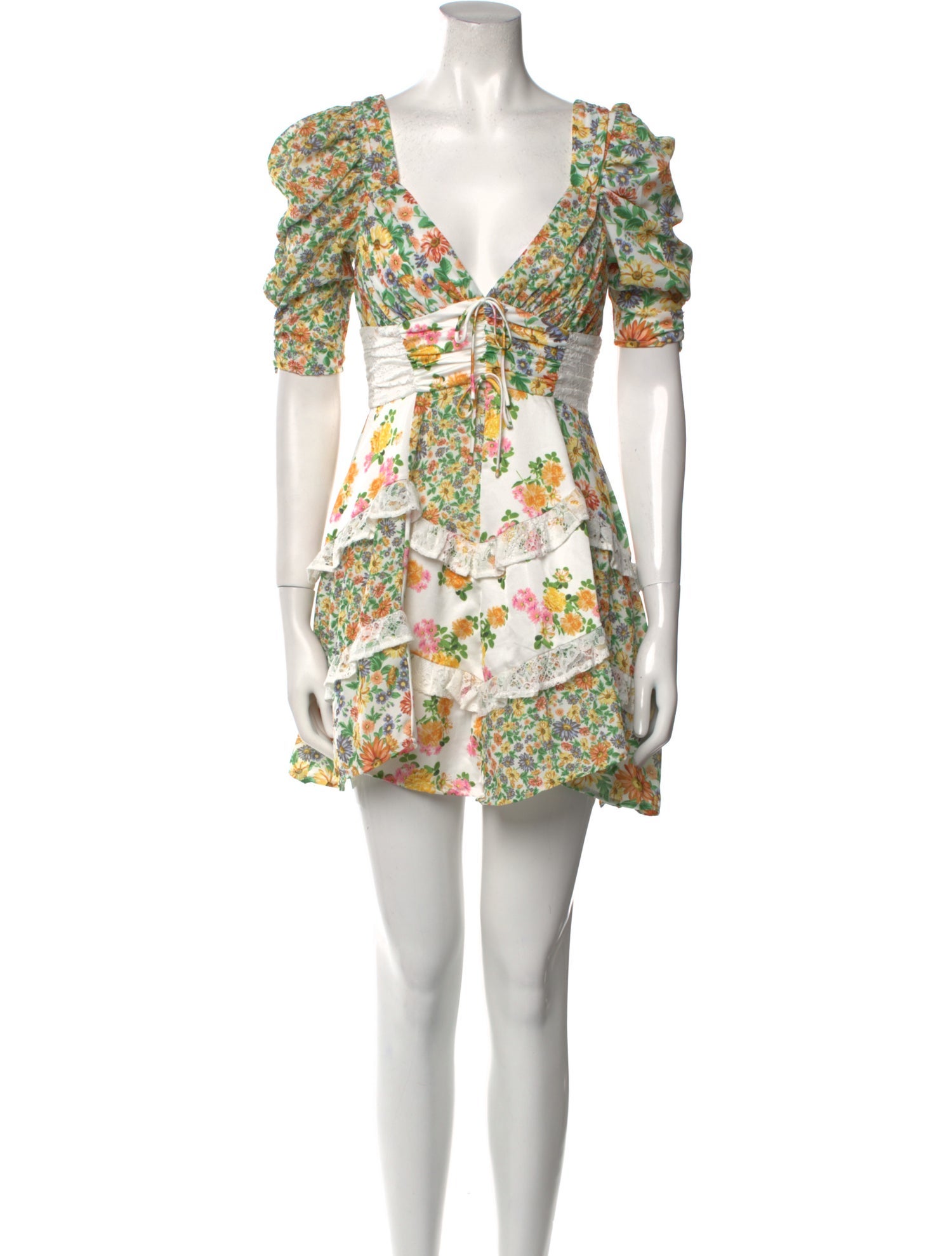 For Love & Lemons Floral Print Mini Dress