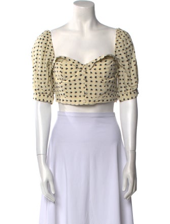 For Love & Lemons Printed Square Neckline Crop Top