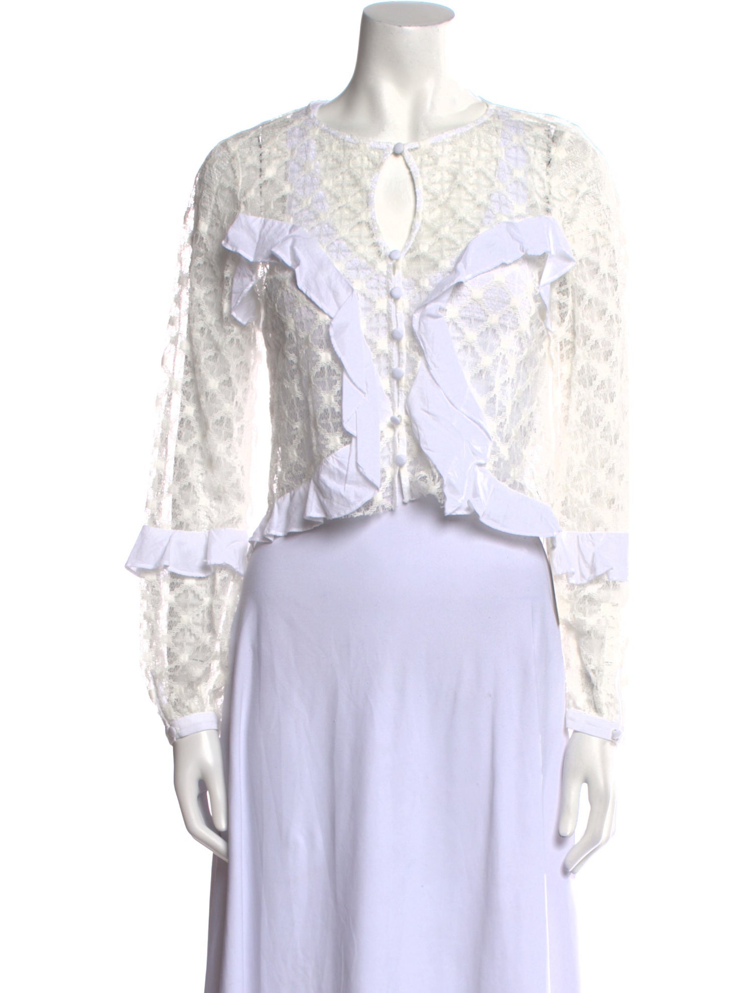 For Love & Lemons Nylon Lace Pattern Crop Top