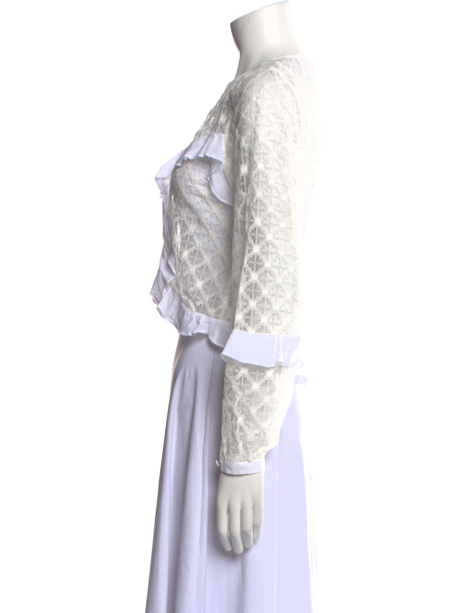 For Love & Lemons Nylon Lace Pattern Crop Top