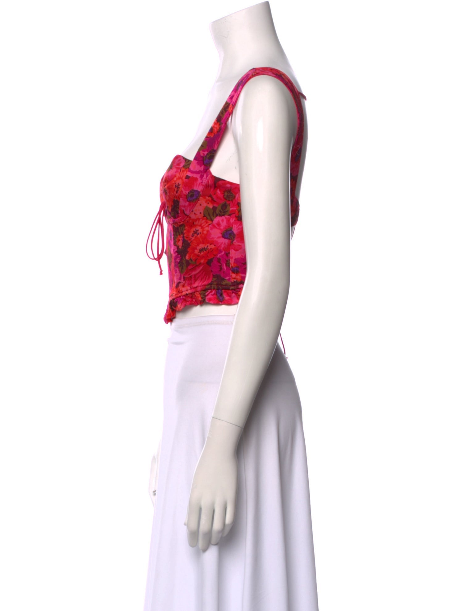 For Love & Lemons Floral Print Square Neckline Crop Top
