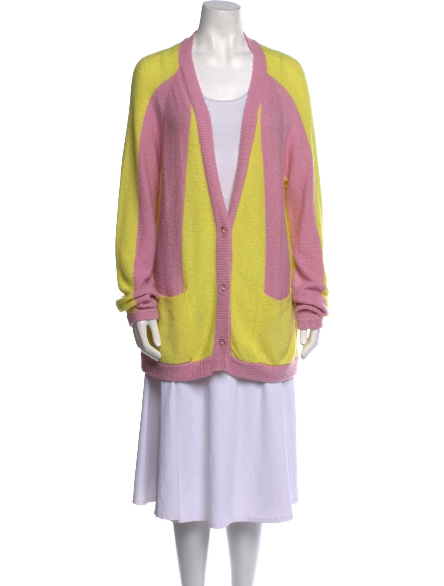 For Love & Lemons Striped Plunge Neckline Sweater