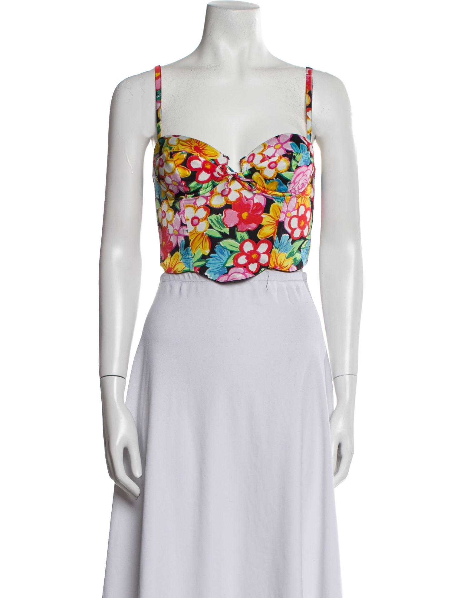 For Love & Lemons Floral Print Square Neckline Crop Top