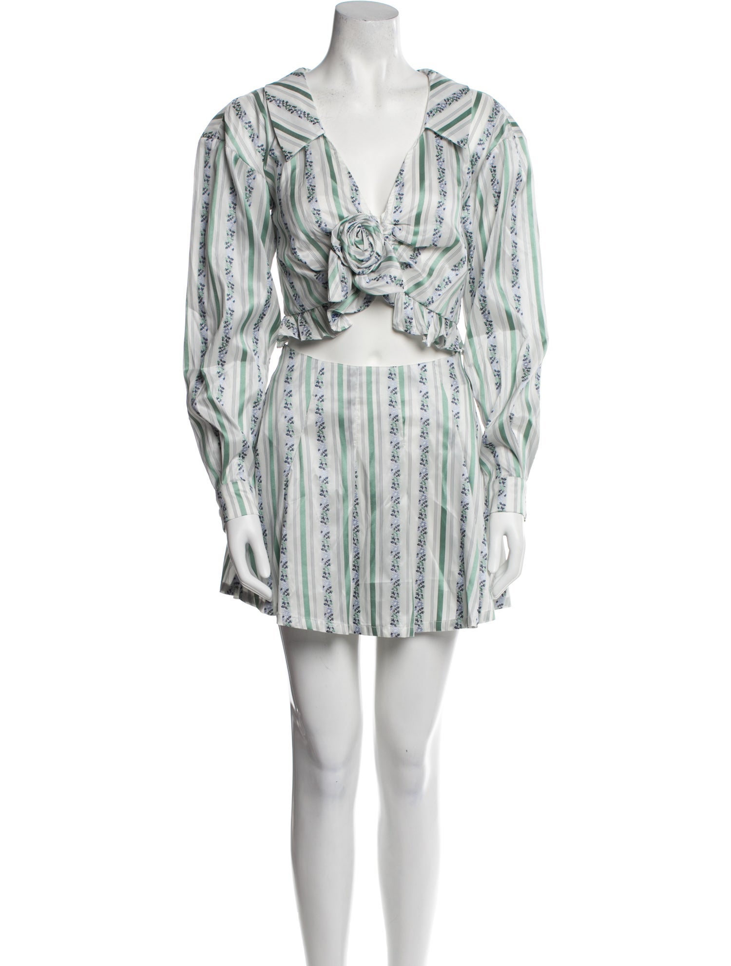 For Love & Lemons Striped Bow Accents Skirt Set