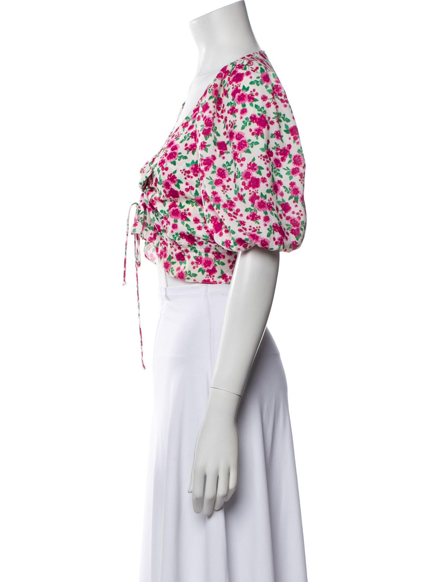 For Love & Lemons Floral Print V-Neck Crop Top