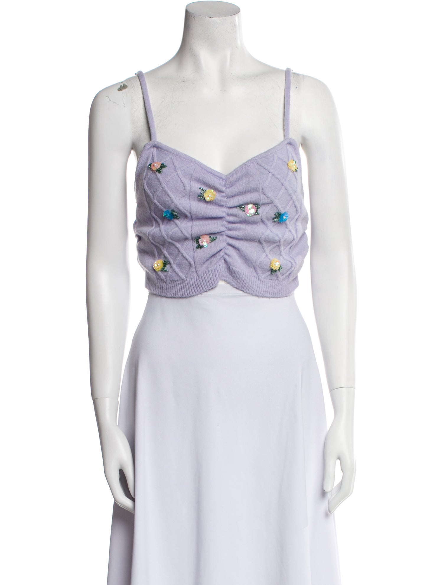 For Love & Lemons Printed V-Neck Crop Top