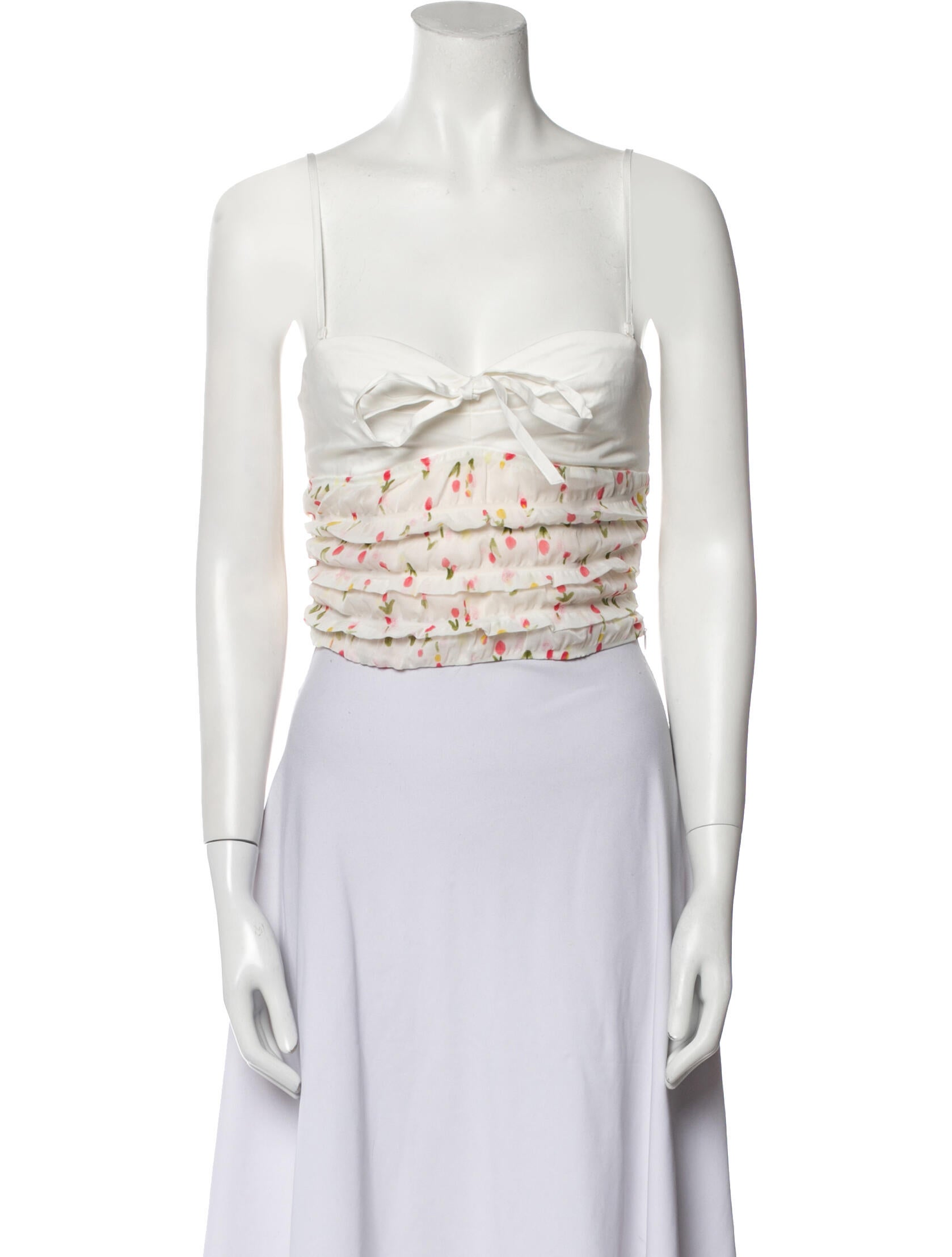 For Love & Lemons Printed Strapless Crop Top