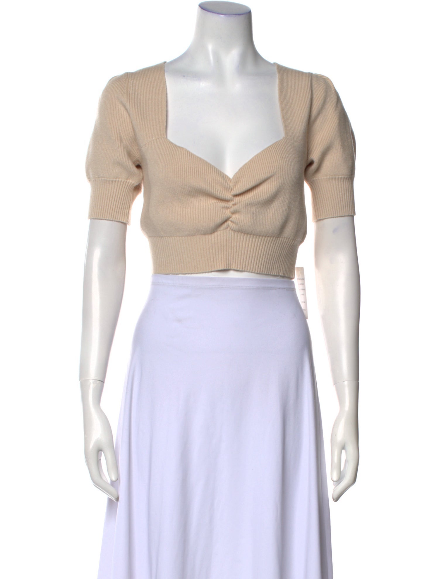 For Love & Lemons Square Neckline Short Sleeve Crop Top