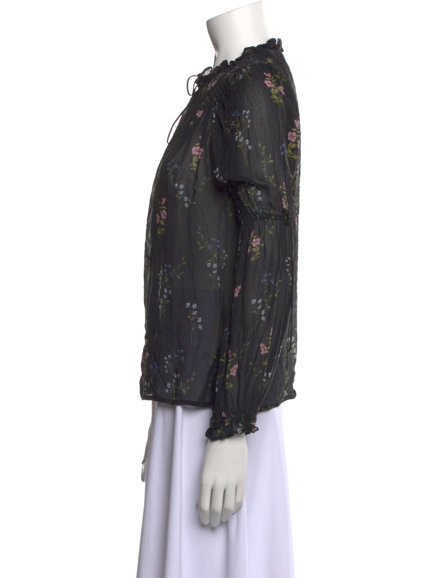For Love & Lemons Silk Floral Print Blouse