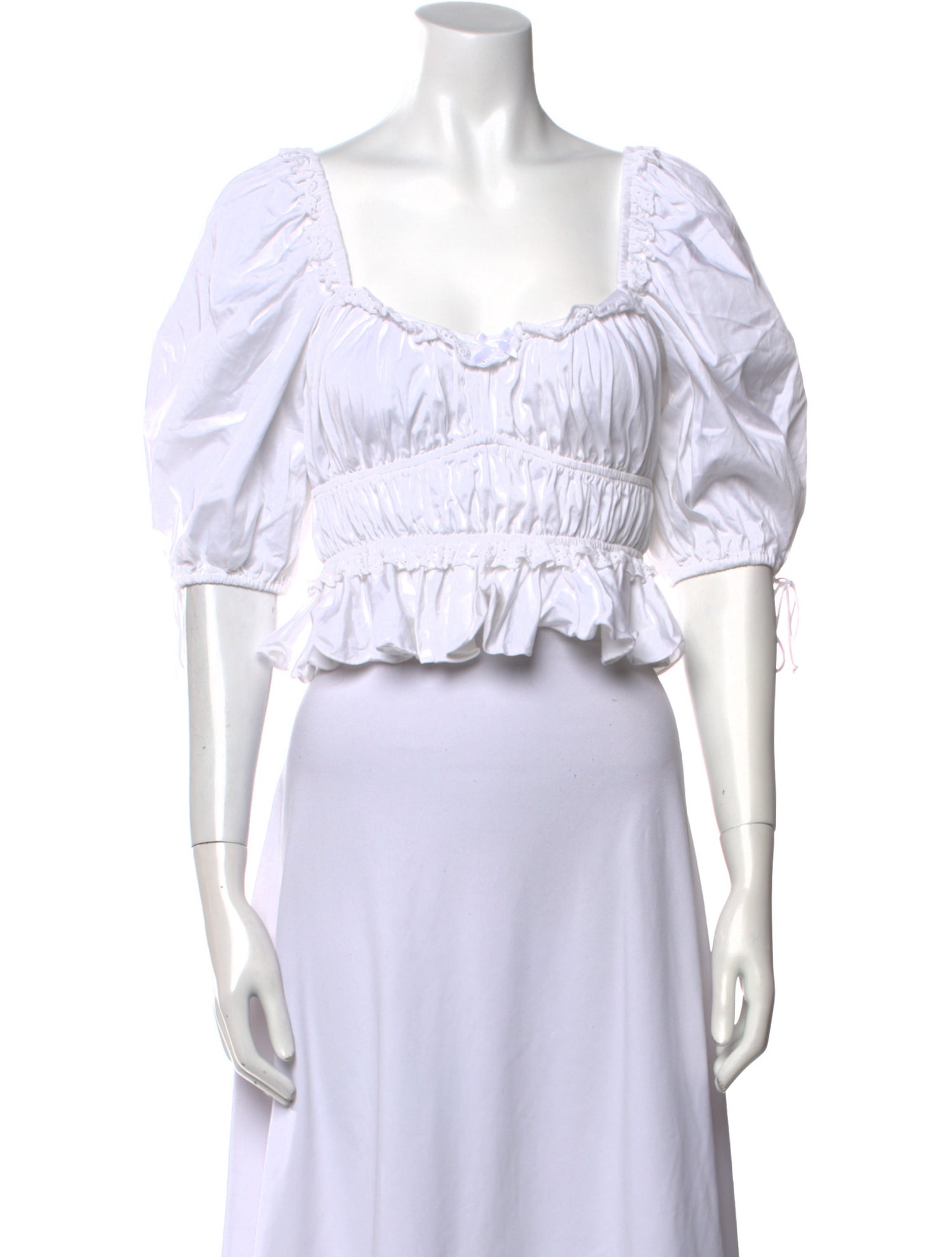 For Love & Lemons Square Neckline Short Sleeve Crop Top