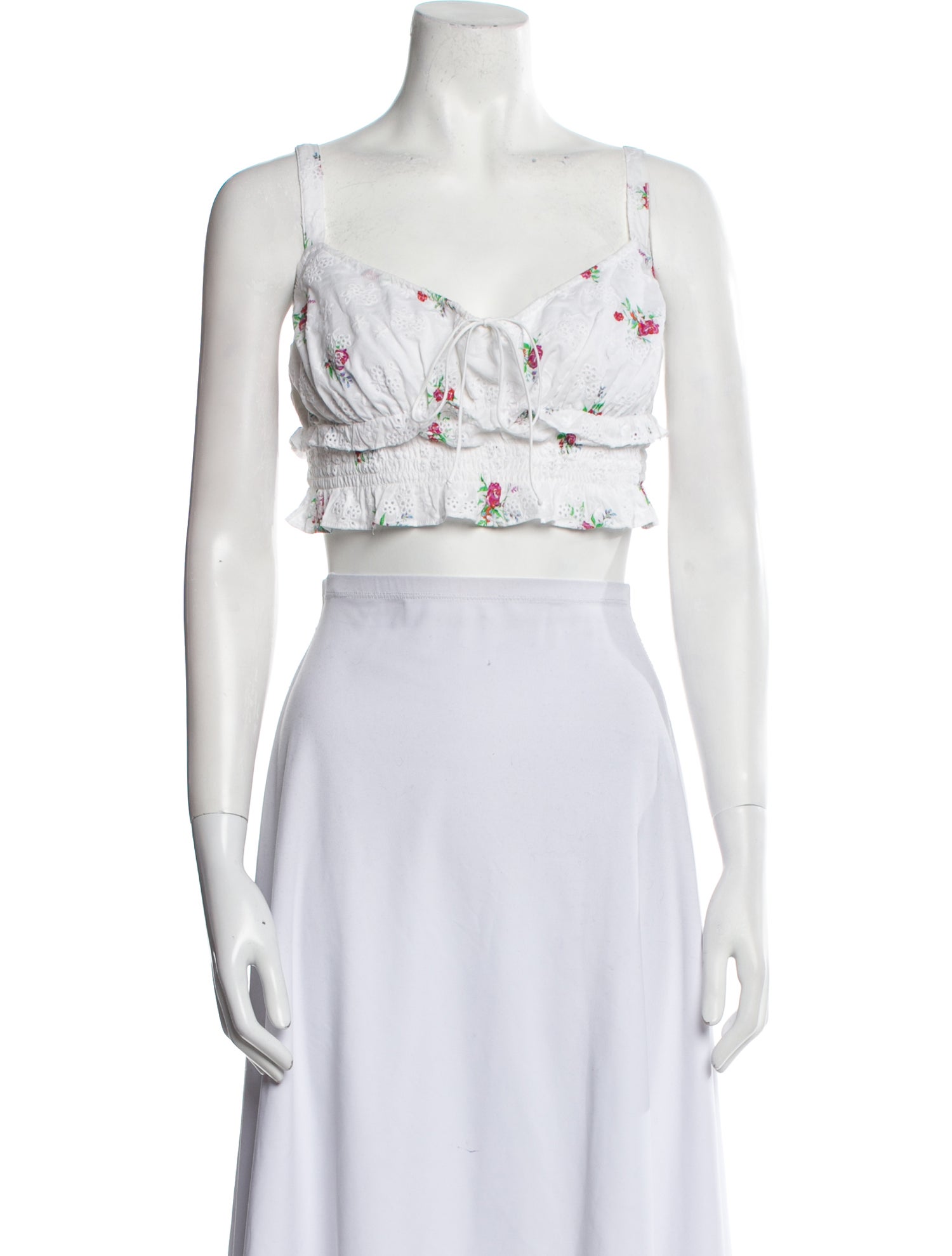 For Love & Lemons Floral Print V-Neck Crop Top w/ Tags