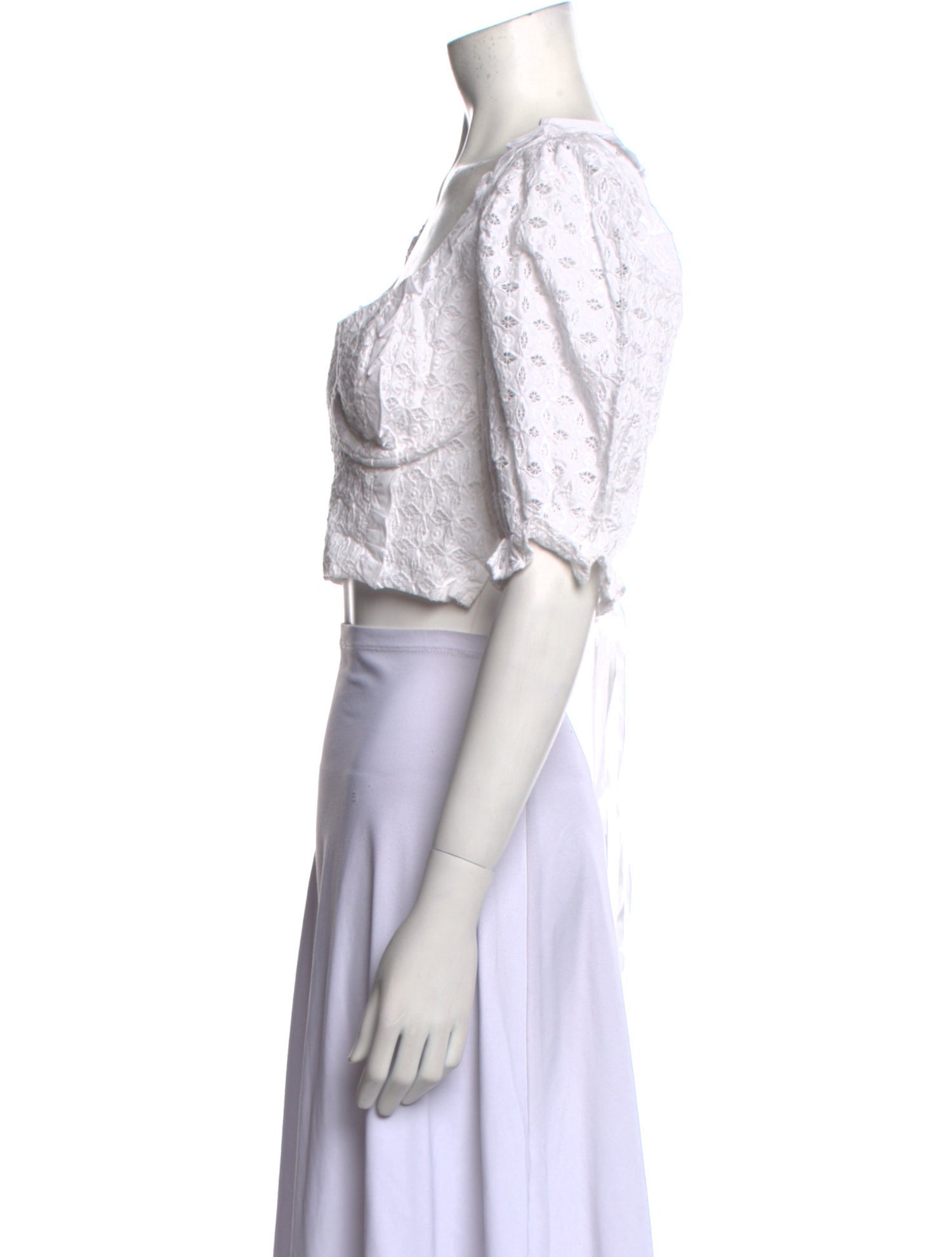 For Love & Lemons Square Neckline Short Sleeve Crop Top