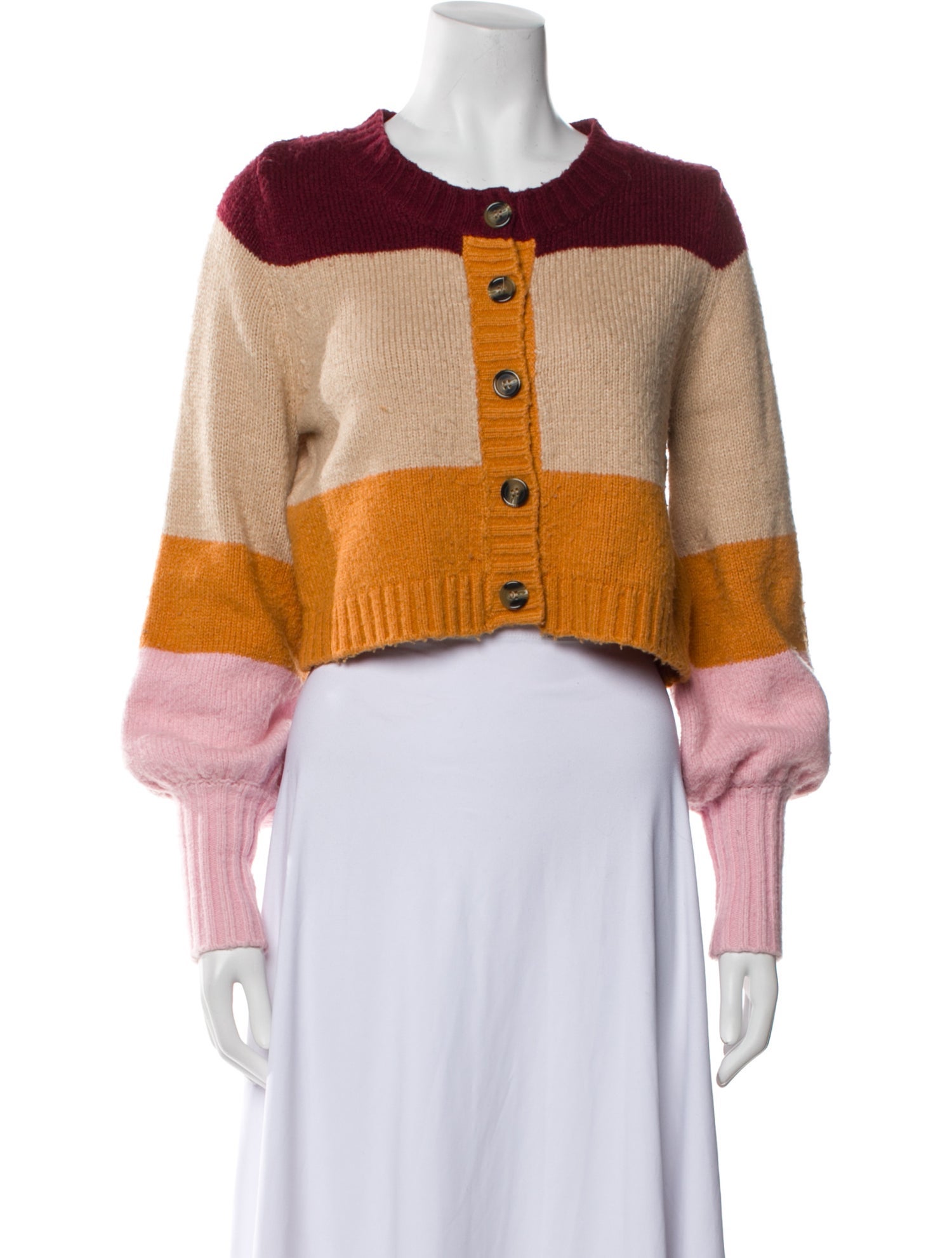 For Love & Lemons Colorblock Pattern Scoop Neck Sweater