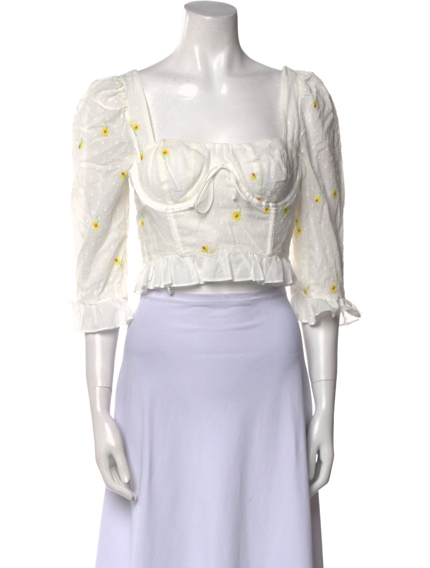 For Love & Lemons Floral Print Square Neckline Crop Top w/ Tags