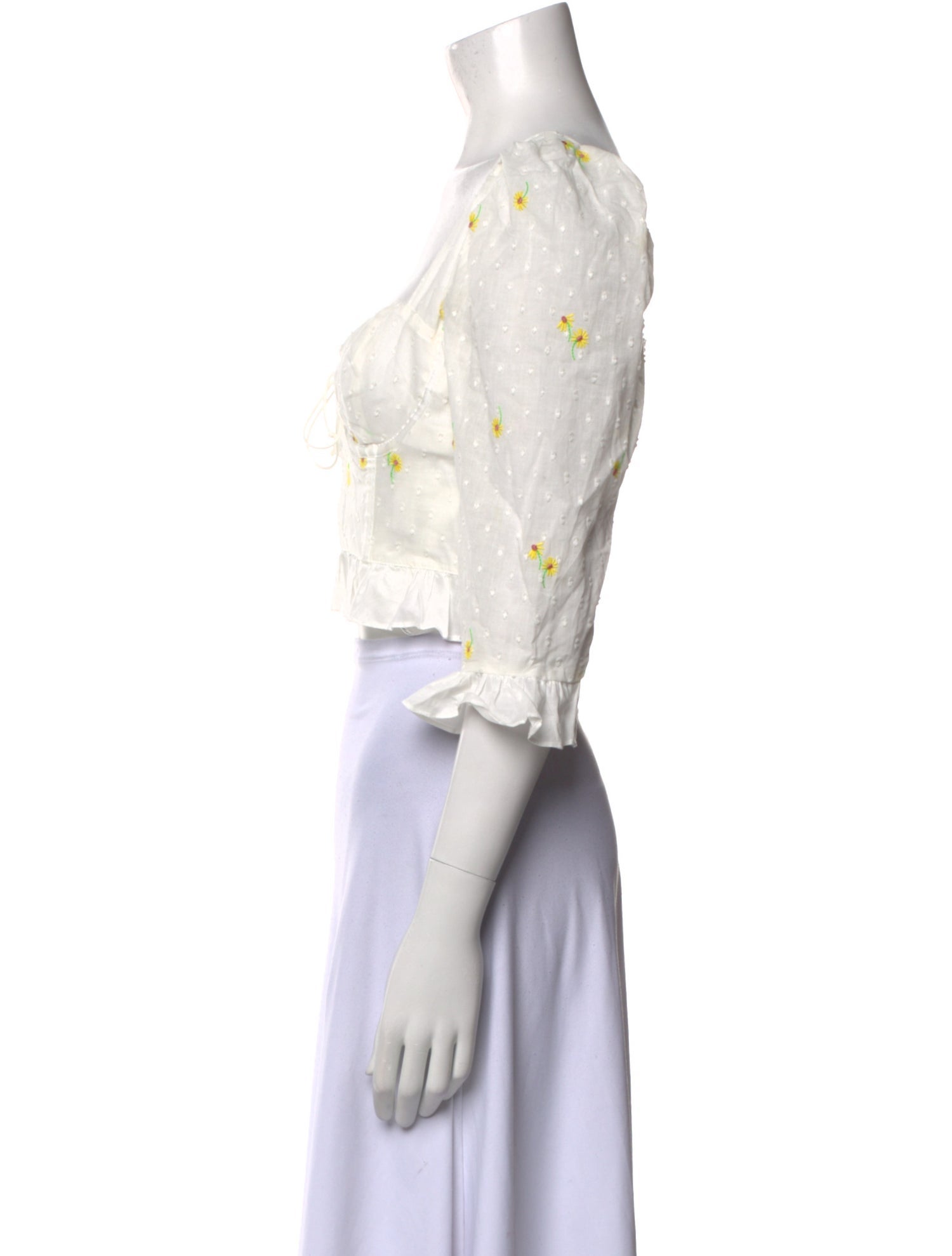 For Love & Lemons Floral Print Square Neckline Crop Top w/ Tags