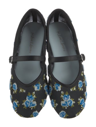 For Love & Lemons Mesh Floral Print Mary Jane Flats