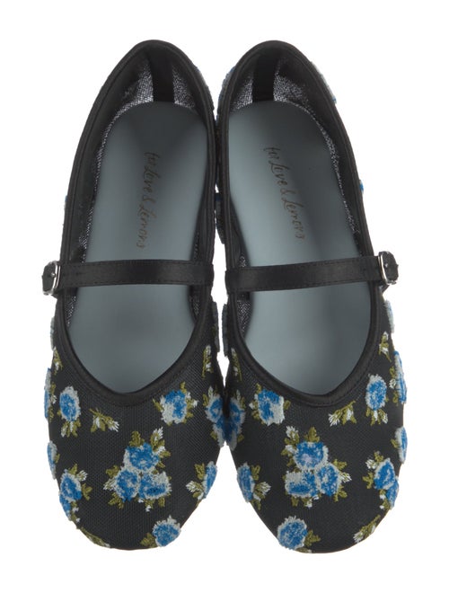 For Love & Lemons Mesh Floral Print Mary Jane Flats