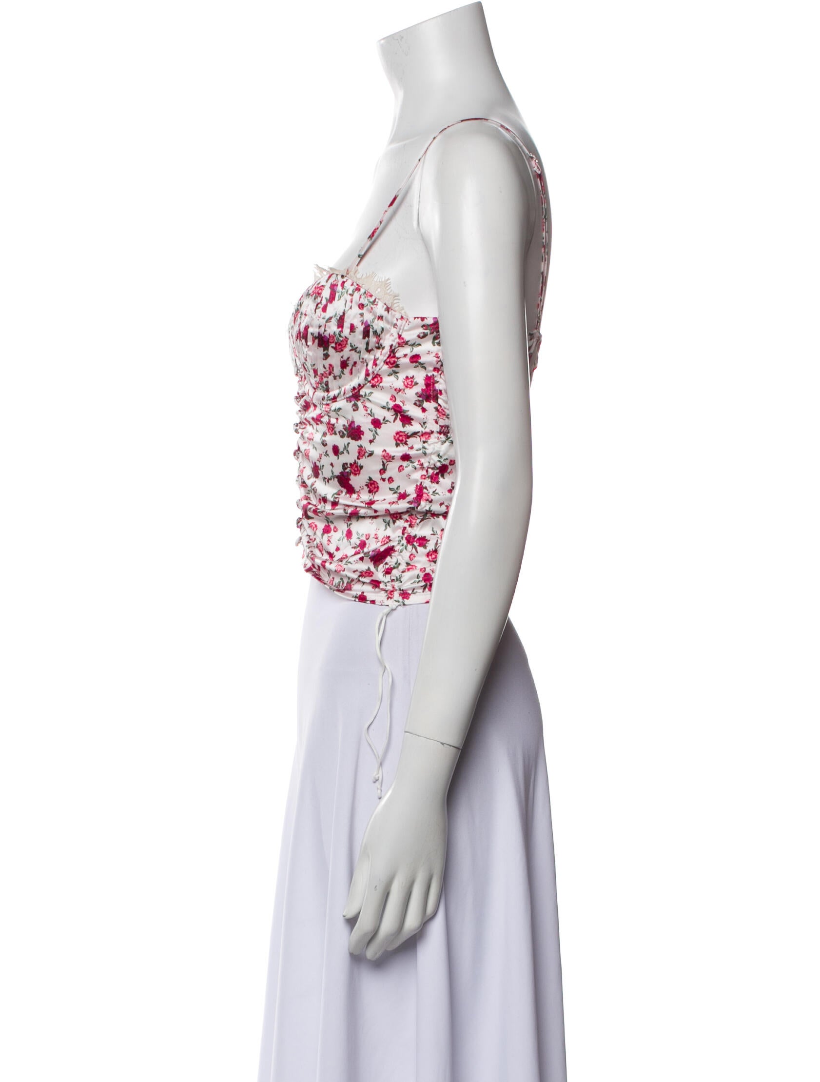 For Love & Lemons Floral Print Square Neckline Crop Top w/ Tags