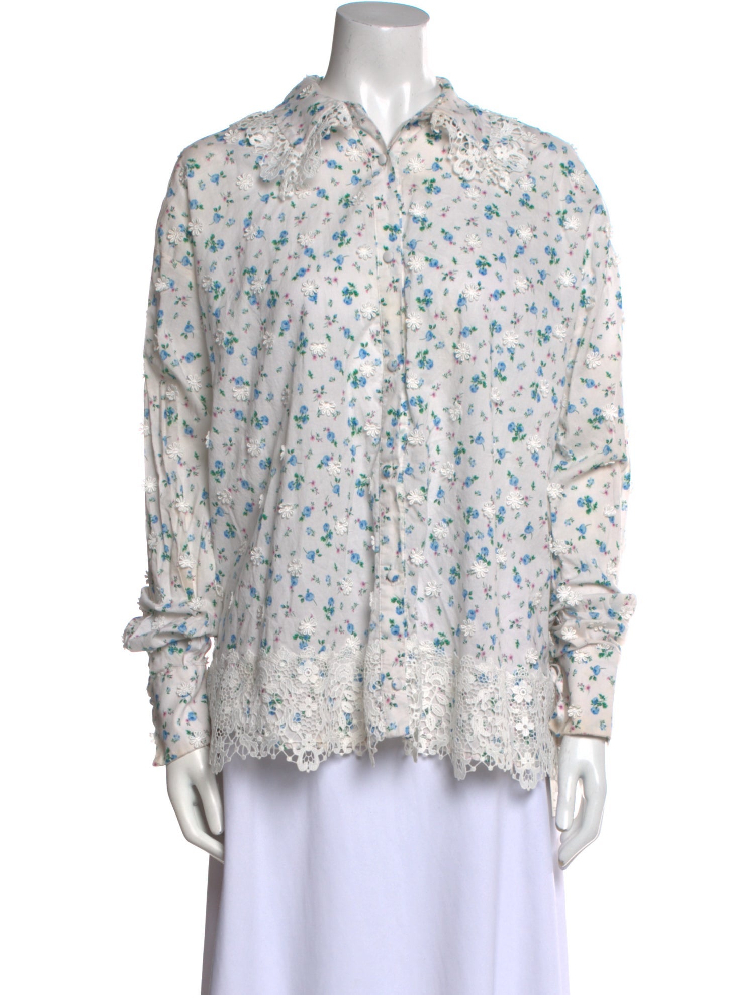 For Love & Lemons Floral Print Mock Neck Blouse