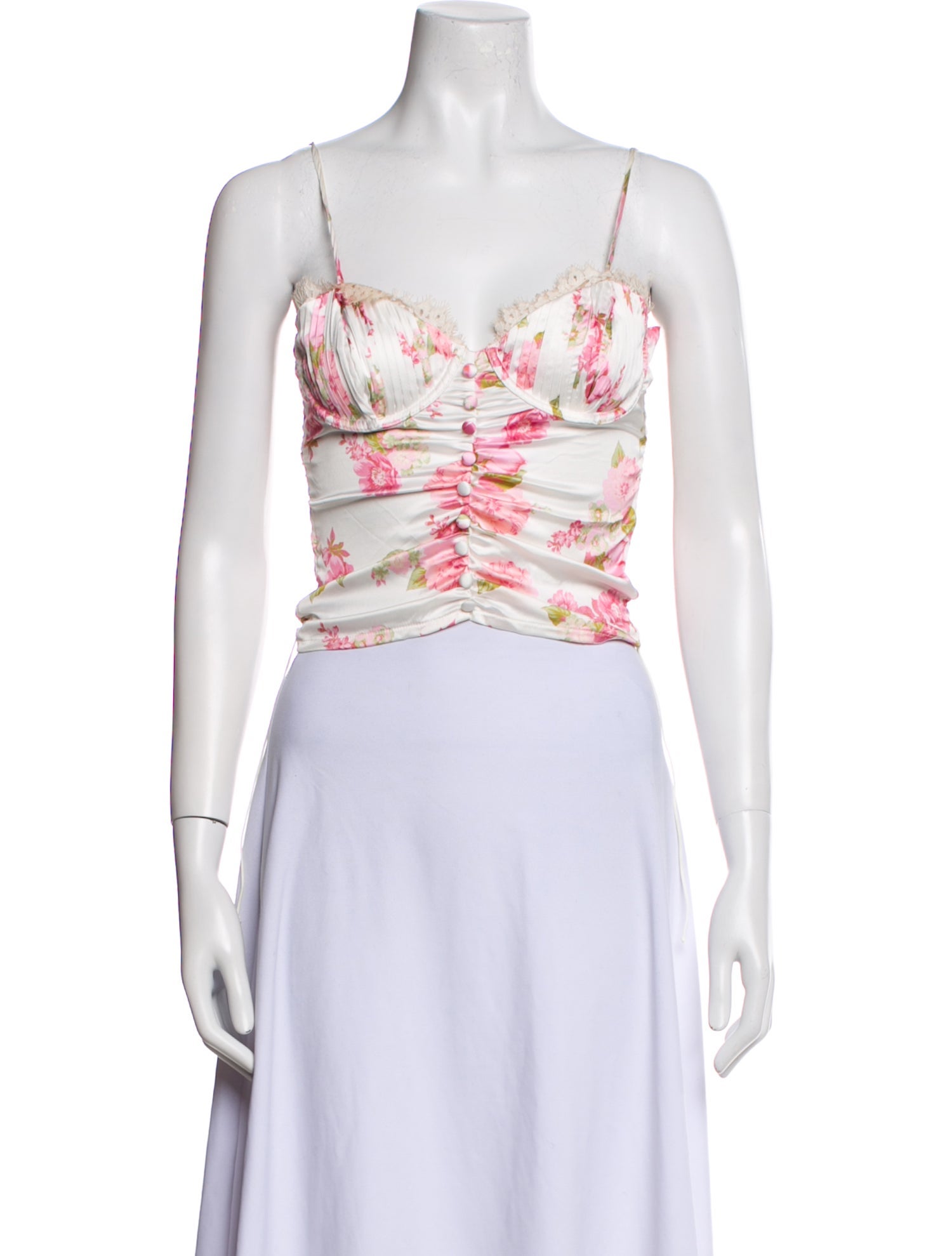 For Love & Lemons Floral Print V-Neck Crop Top