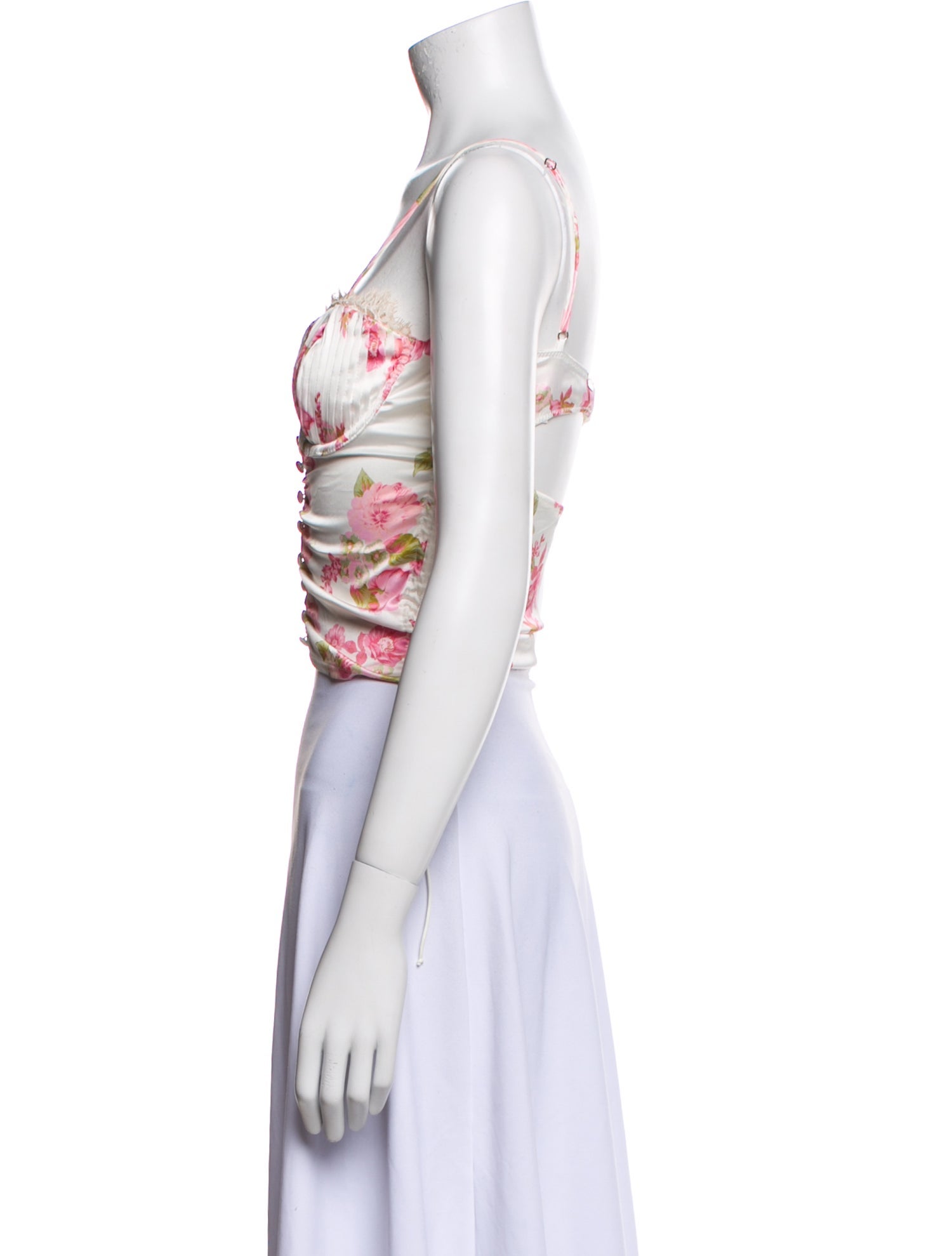 For Love & Lemons Floral Print V-Neck Crop Top