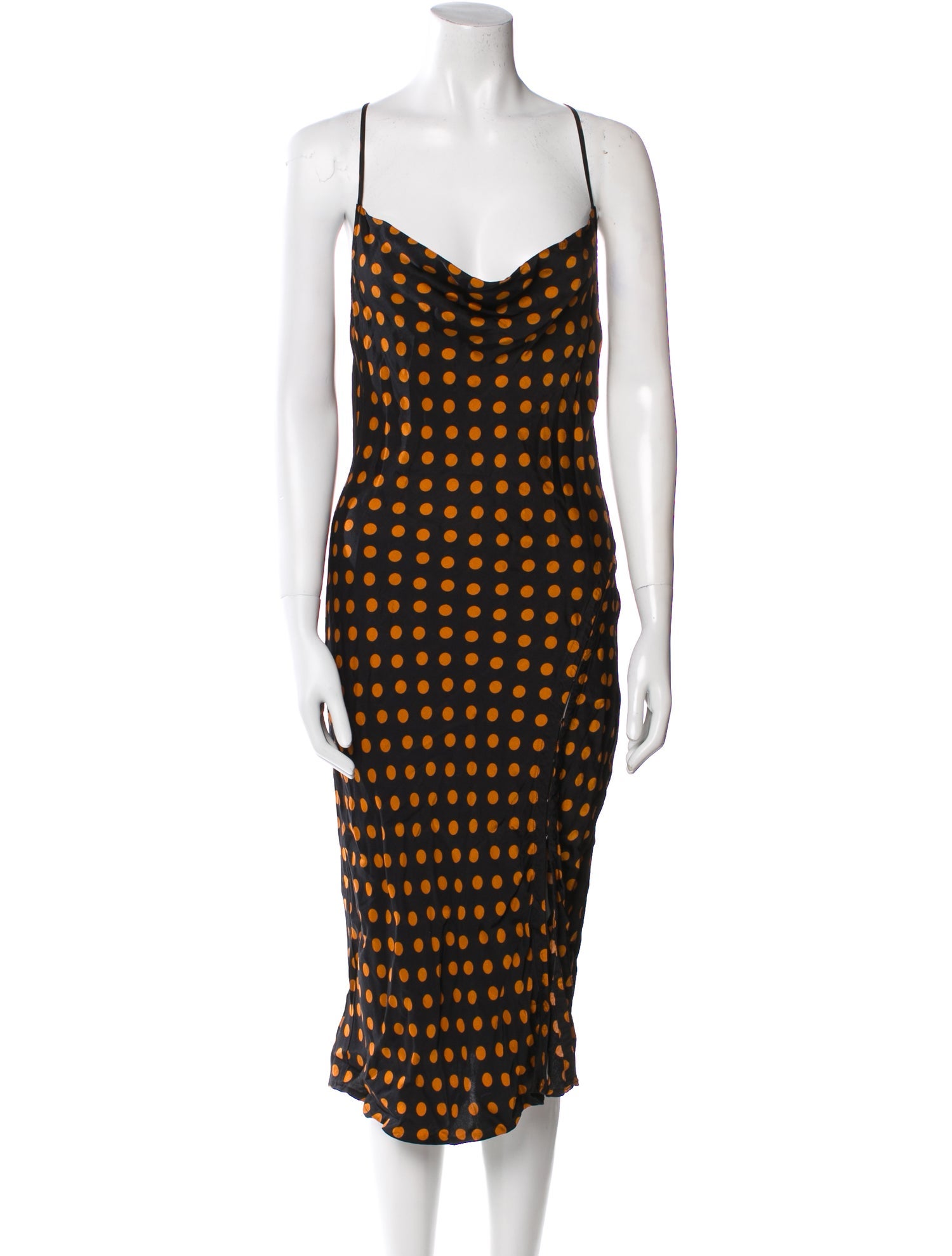 For Love & Lemons Polka Dot Print Midi Length Dress