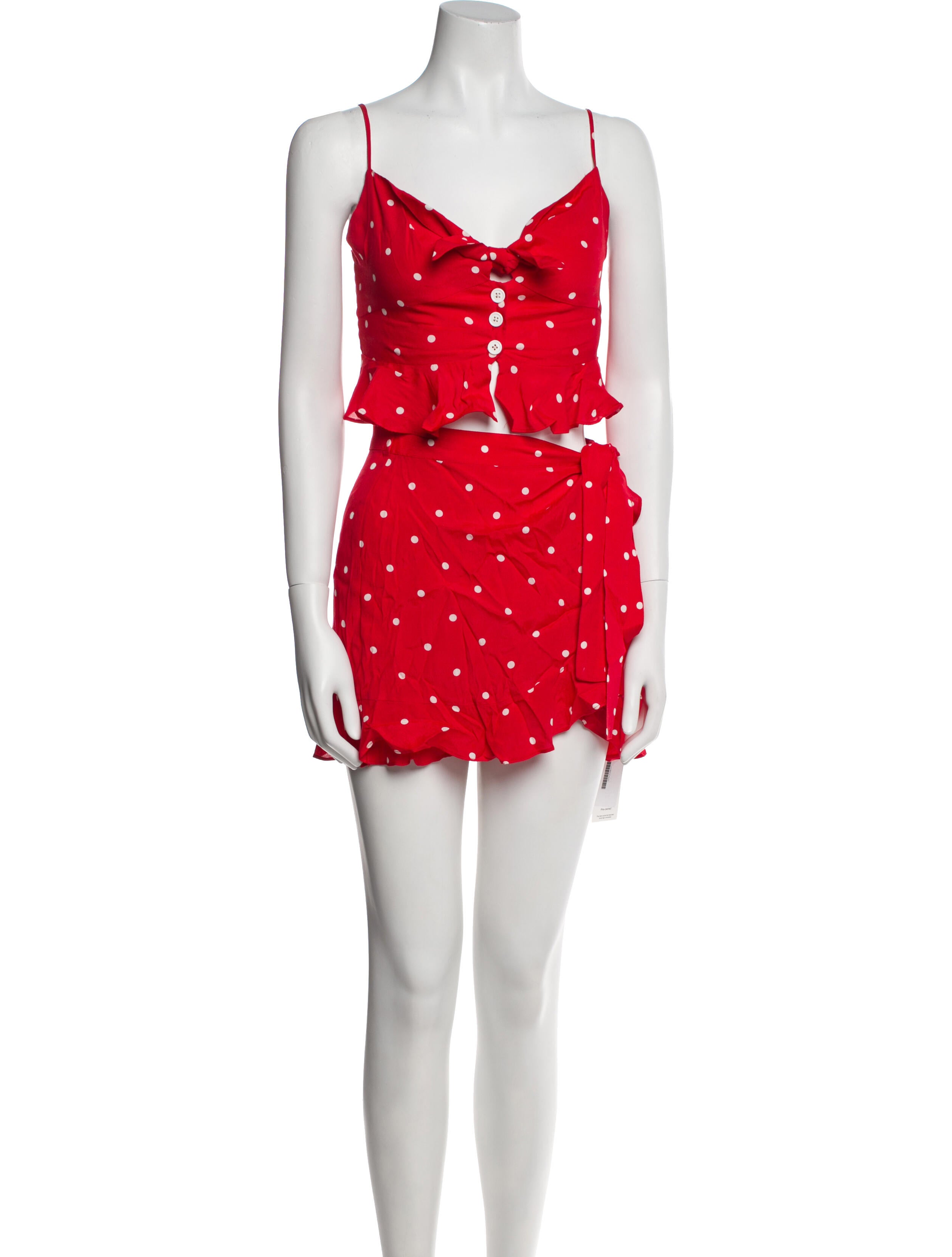 For Love & Lemons Polka Dot Print Ruffle Embellishment Short Set