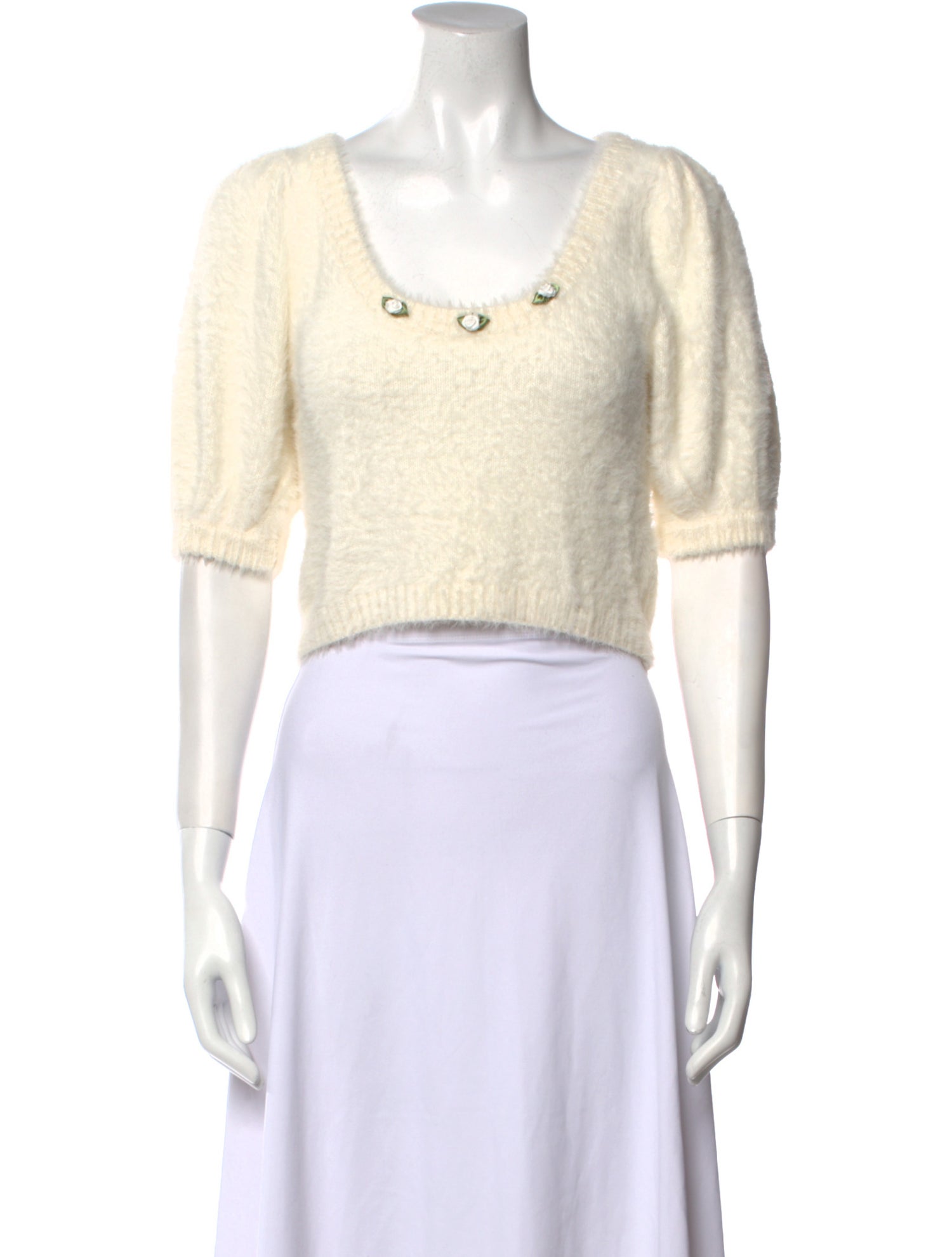 For Love & Lemons Scoop Neck Short Sleeve Crop Top