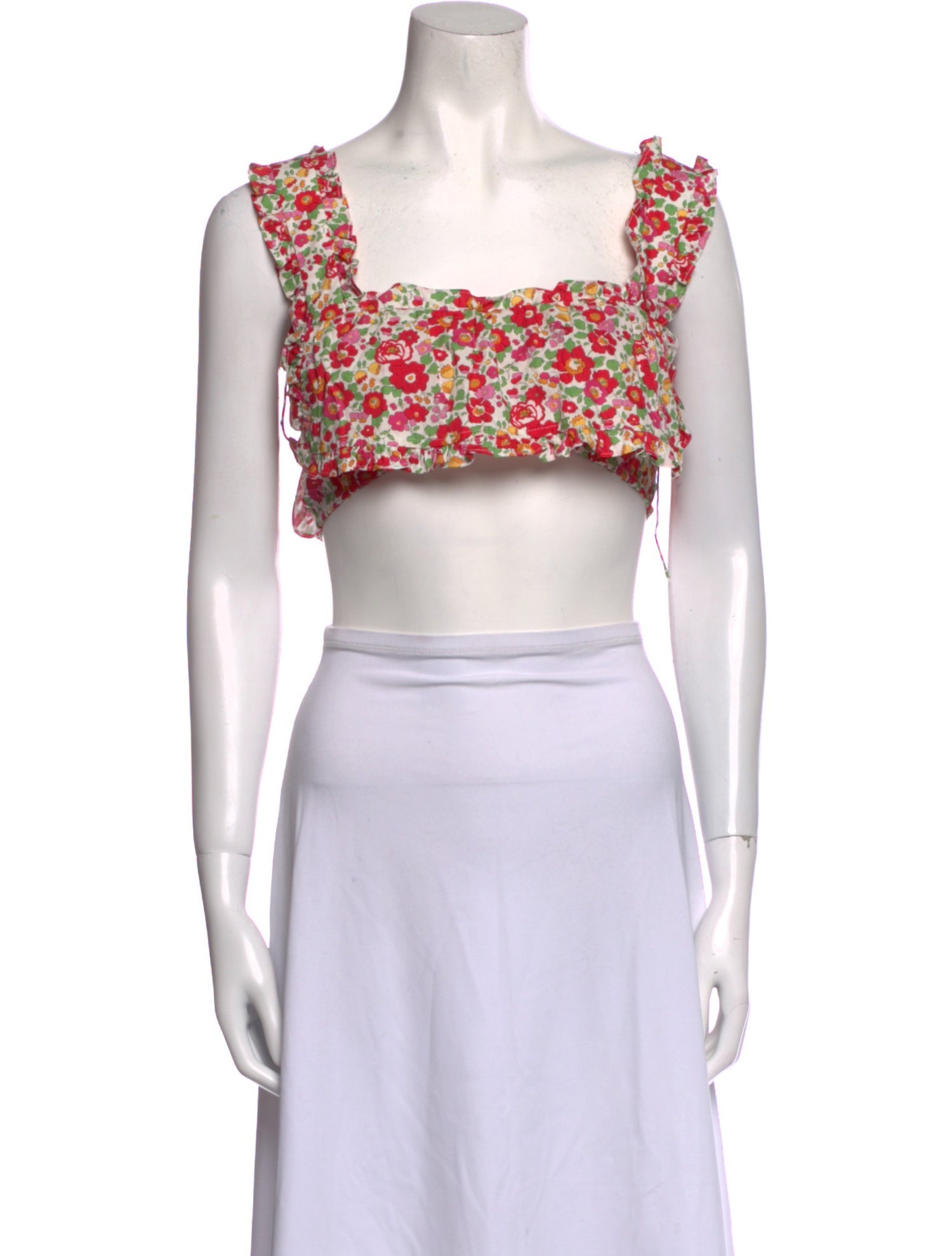 For Love & Lemons Floral Print Square Neckline Crop Top