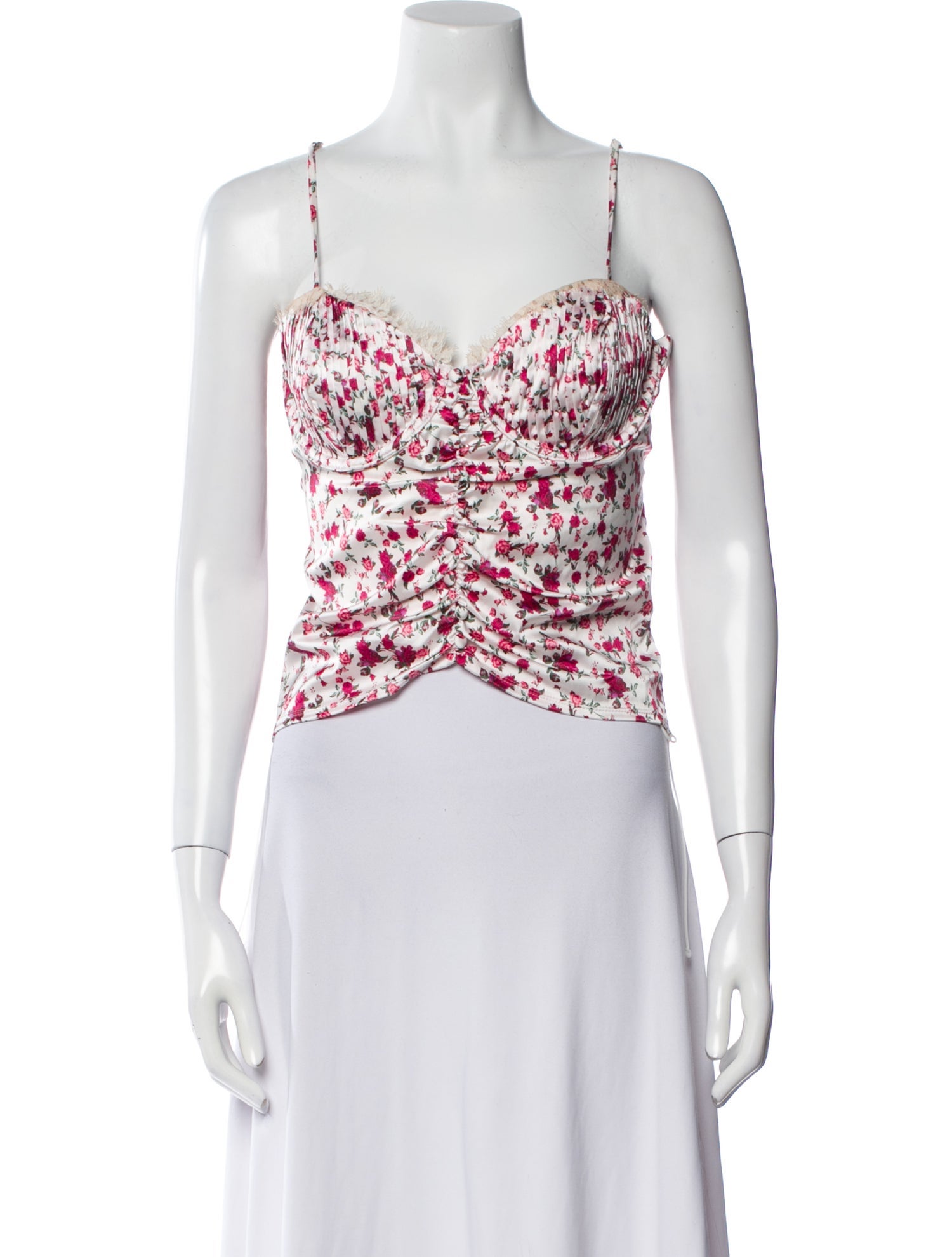 For Love & Lemons Floral Print V-Neck Crop Top