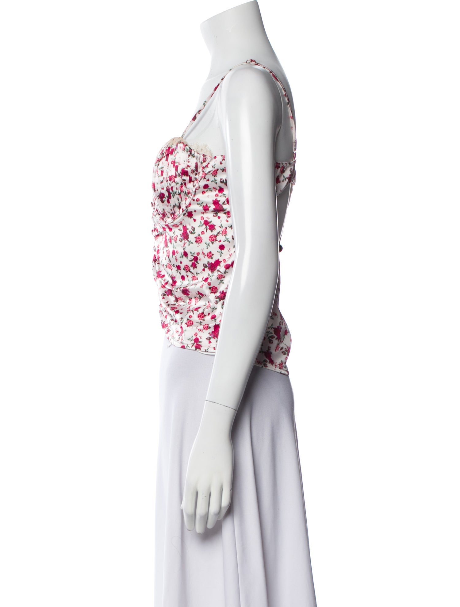 For Love & Lemons Floral Print V-Neck Crop Top