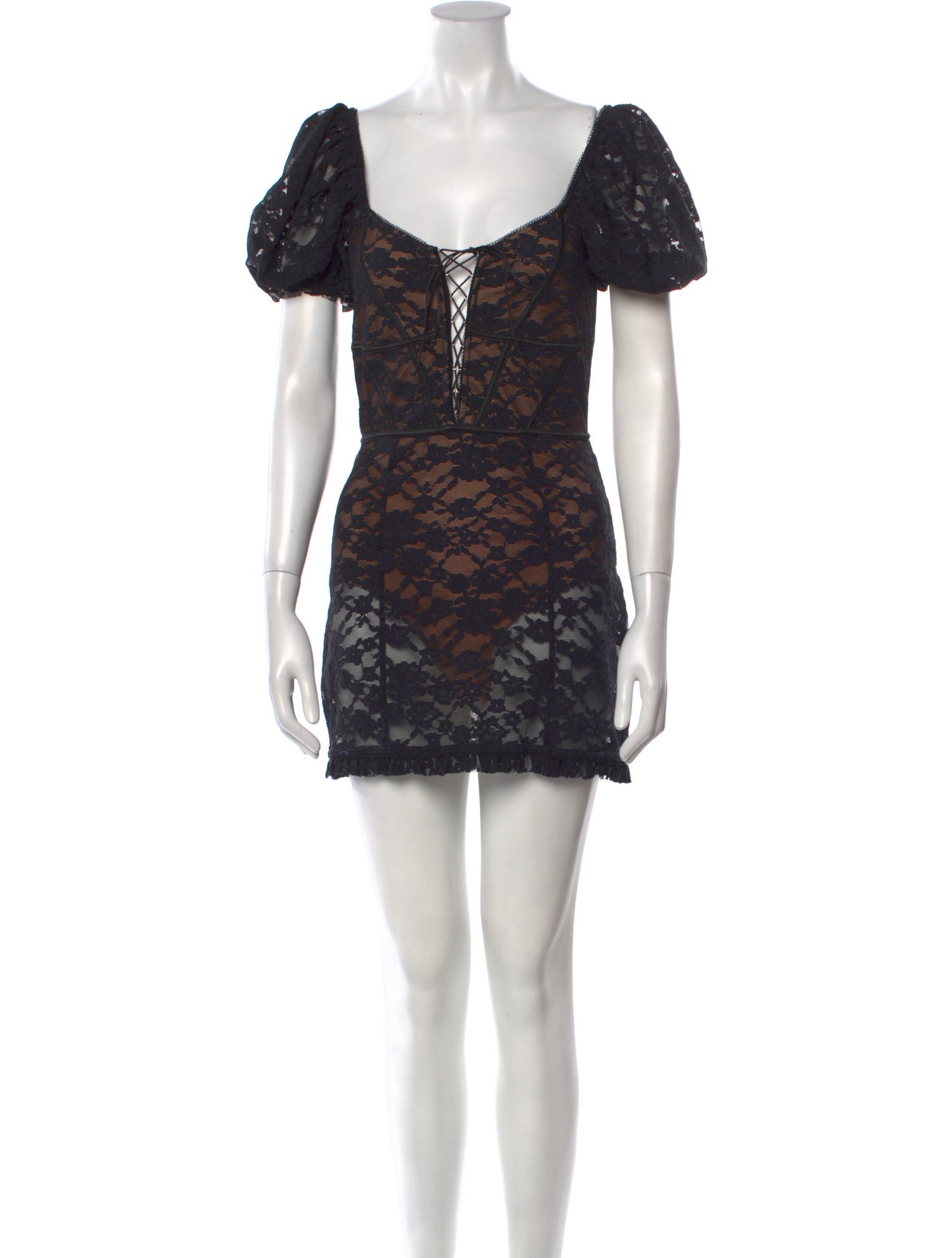For Love & Lemons Nylon Lace Pattern Tunic