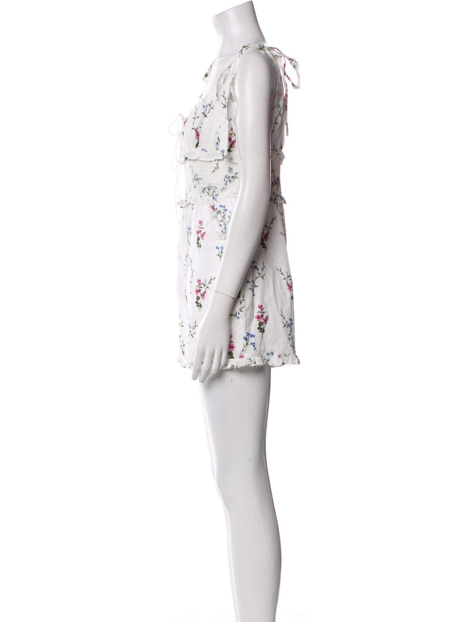 For Love & Lemons Floral Print Square Neckline Romper