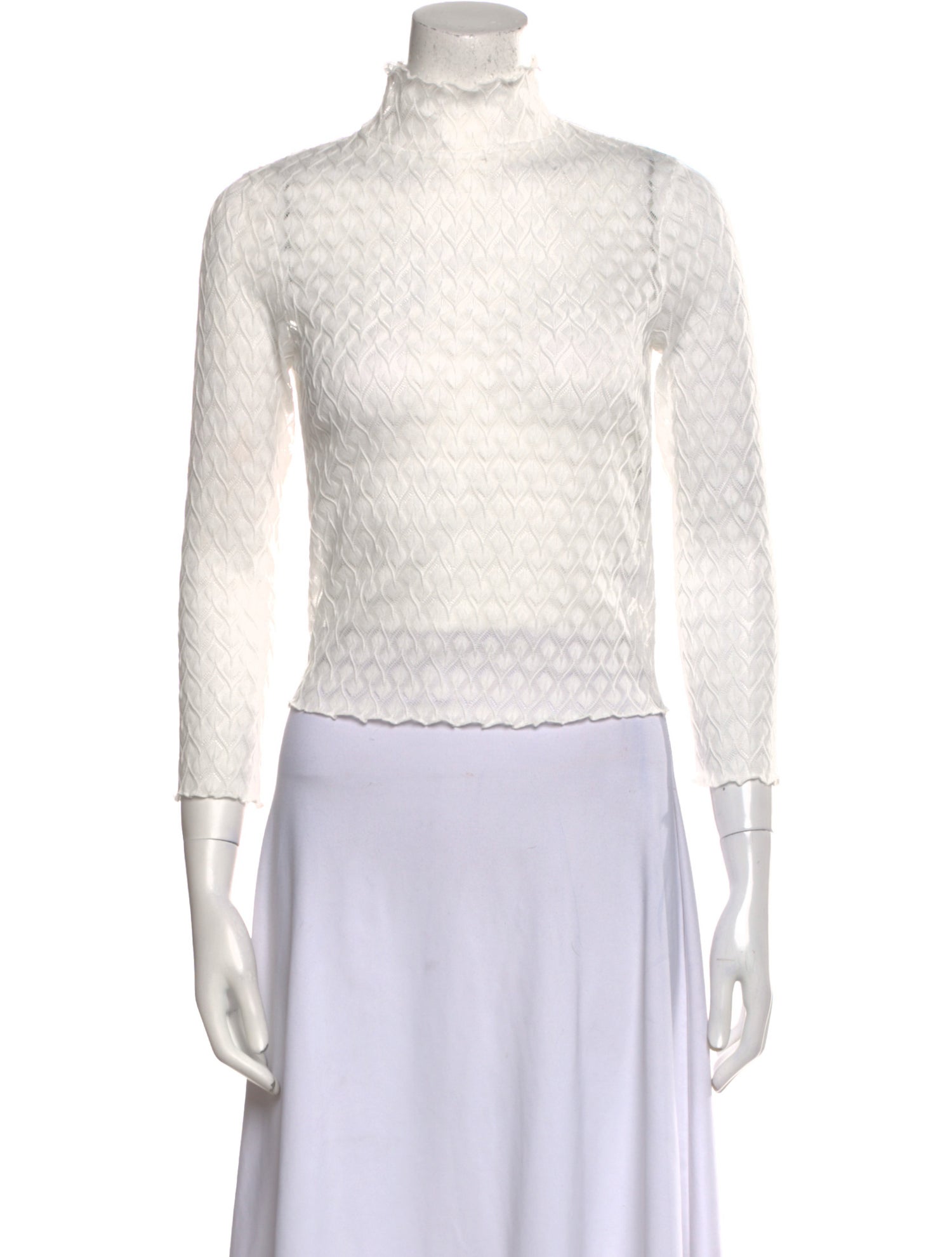 For Love & Lemons Turtleneck Three-Quarter Sleeve Crop Top