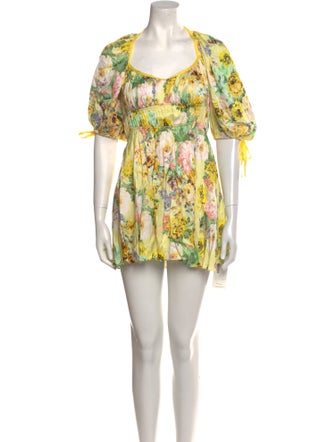 For Love & Lemons Floral Print Mini Dress