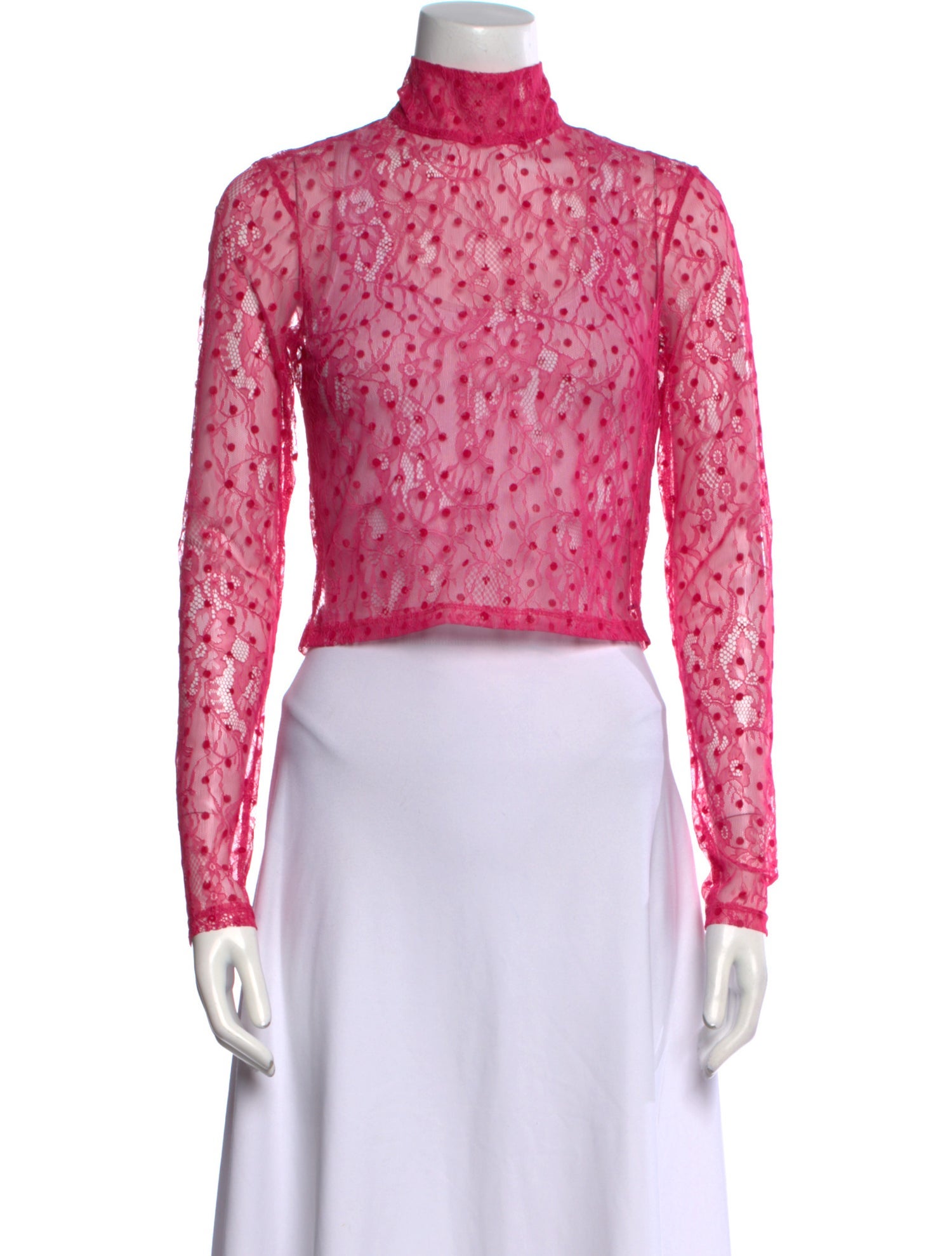 For Love & Lemons Lace Pattern Turtleneck Crop Top