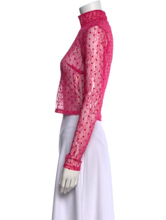 For Love & Lemons Lace Pattern Turtleneck Crop Top