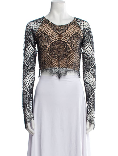 For Love & Lemons Lace Pattern Scoop Neck Crop Top