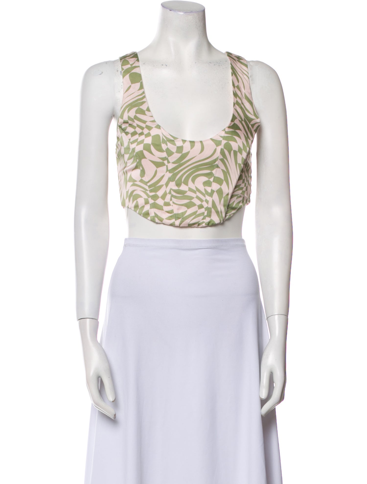 For Love & Lemons Printed Scoop Neck Crop Top