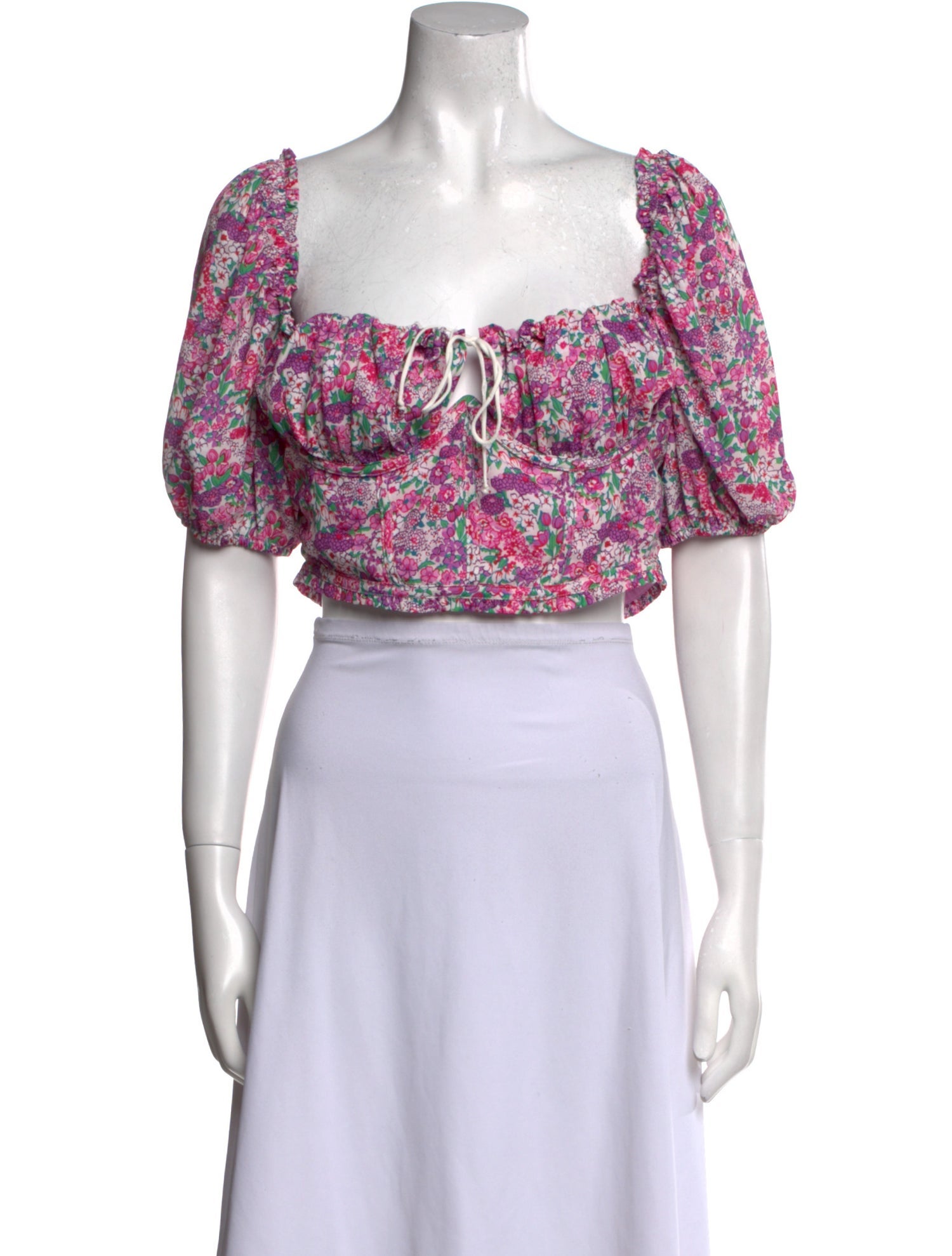 For Love & Lemons Floral Print Square Neckline Crop Top w/ Tags