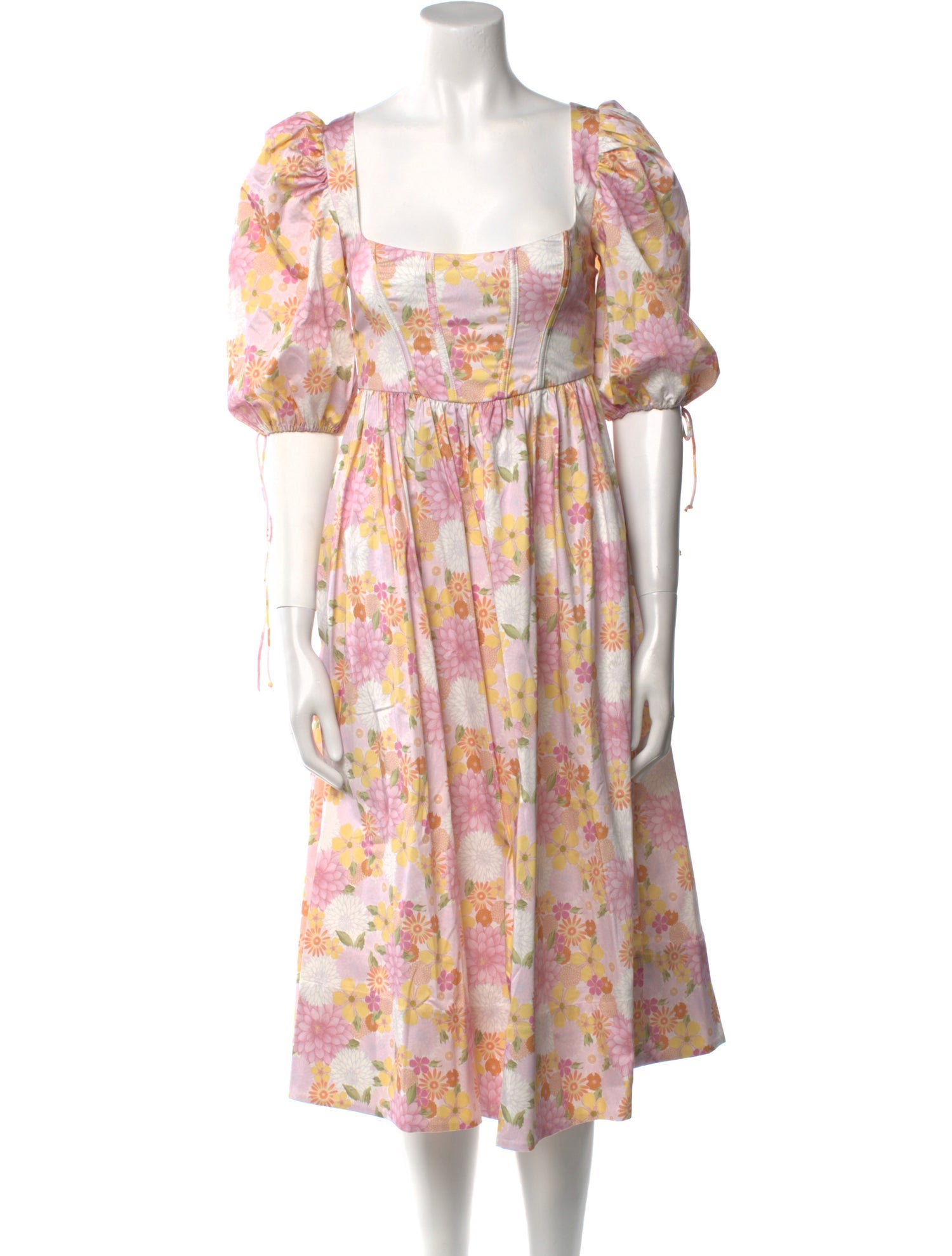 For Love & Lemons Floral Print Midi Length Dress