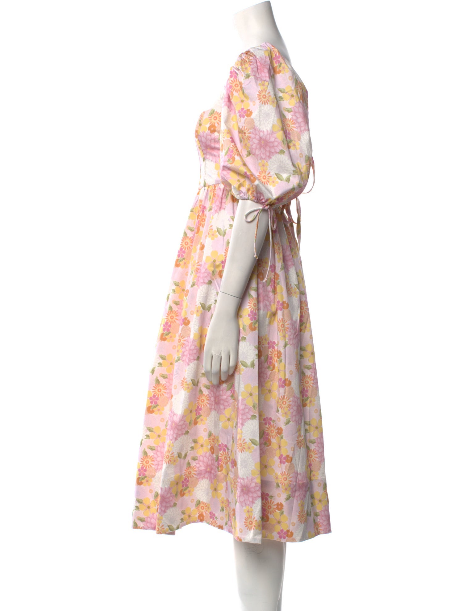 For Love & Lemons Floral Print Midi Length Dress