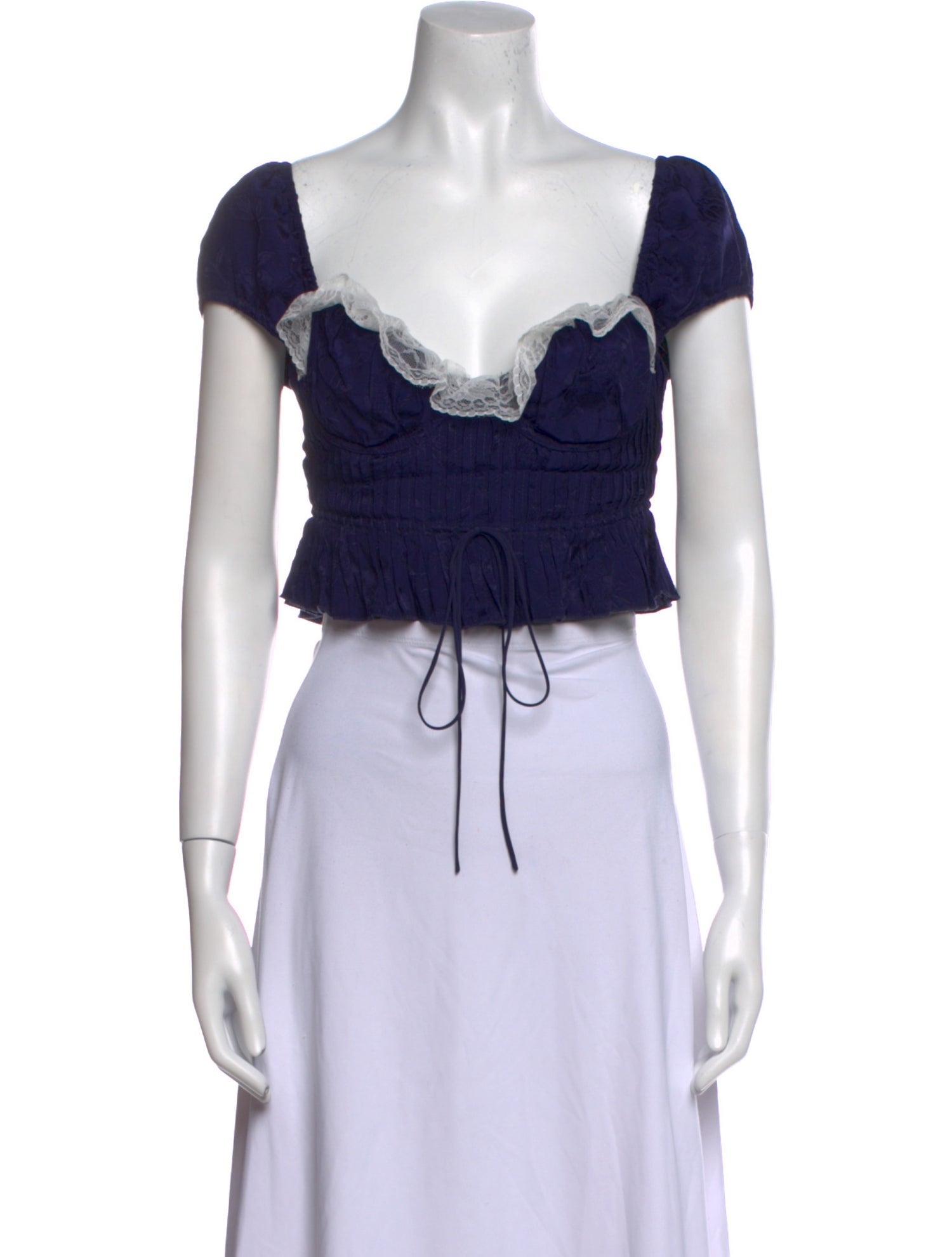 For Love & Lemons Square Neckline Short Sleeve Crop Top