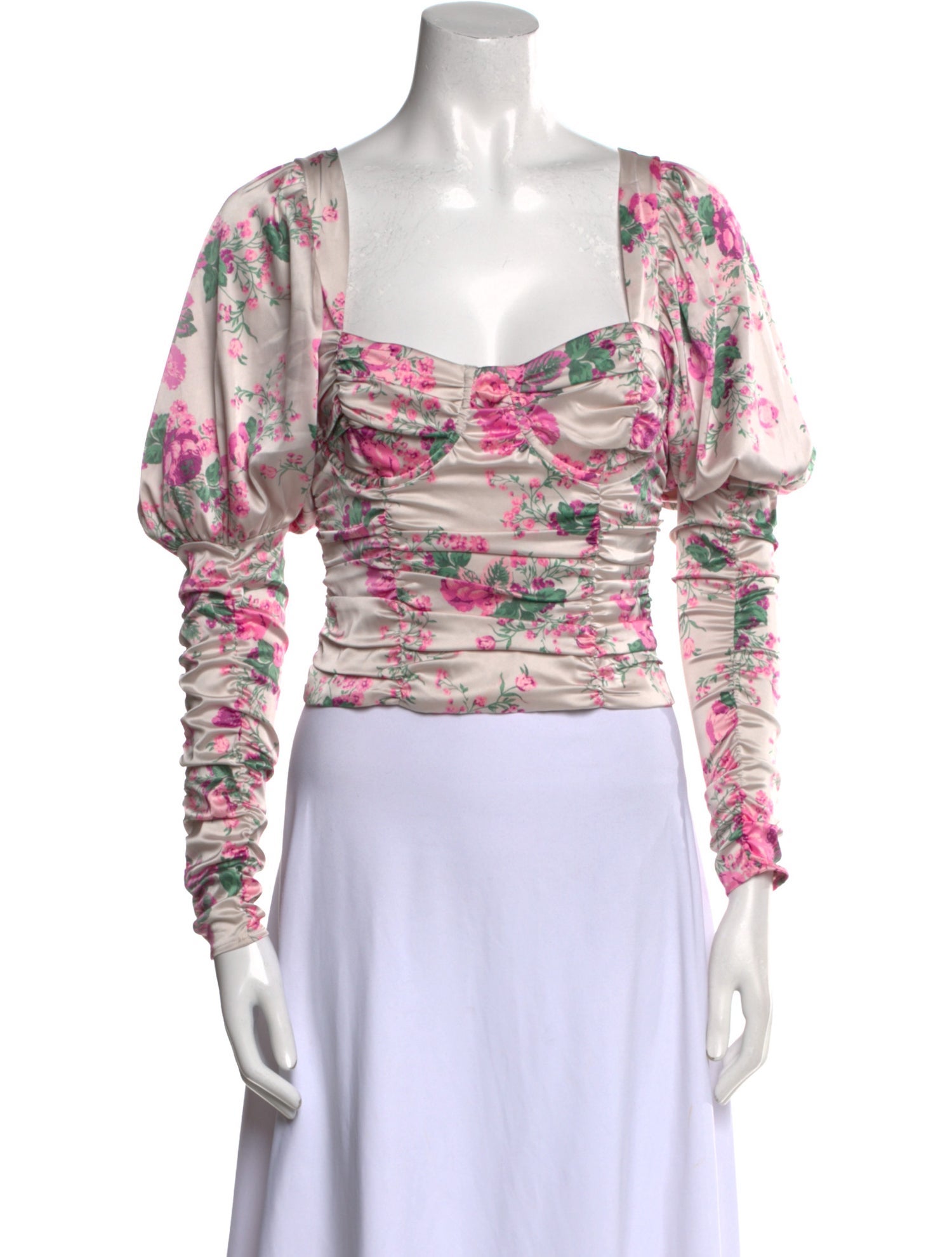 For Love & Lemons Floral Print Square Neckline Crop Top