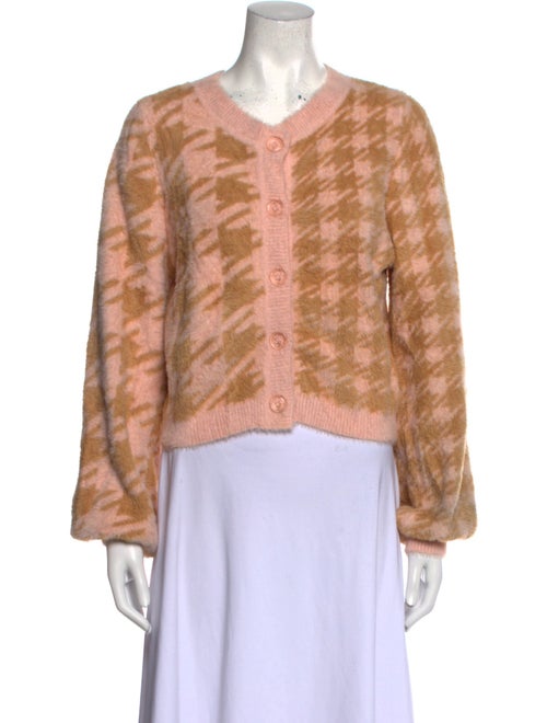 For Love & Lemons Nylon Houndstooth Print Sweater