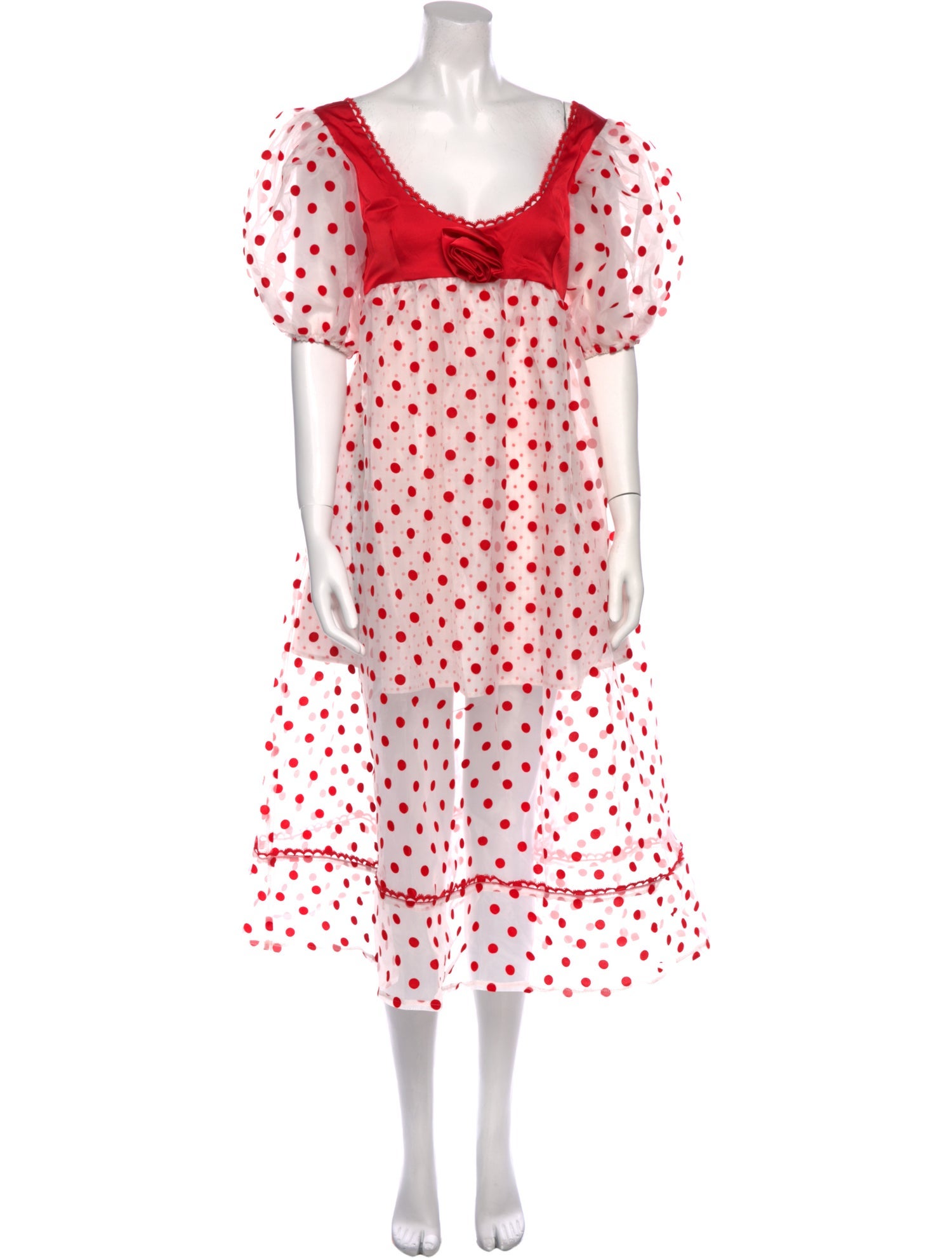 For Love & Lemons Polka Dot Print Midi Length Dress