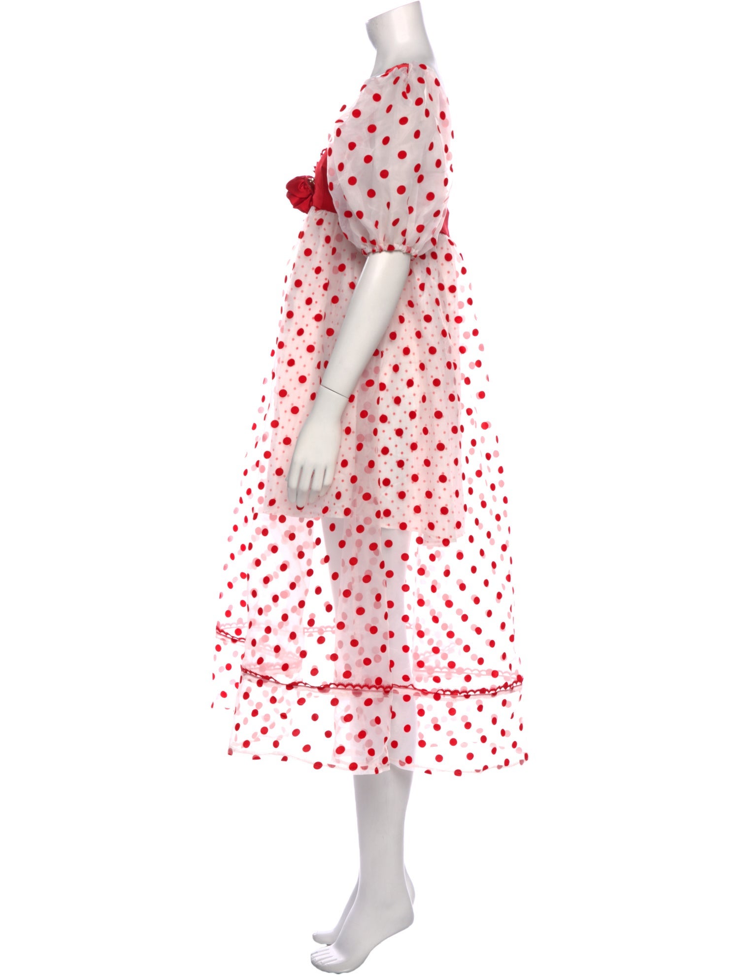 For Love & Lemons Polka Dot Print Midi Length Dress