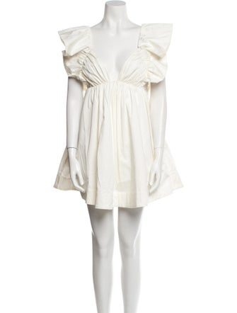 For Love & Lemons Plunge Neckline Mini Dress